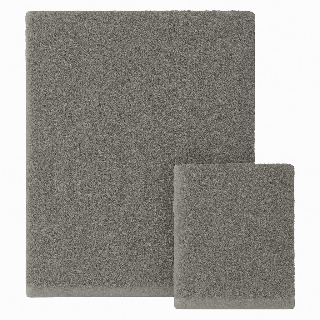 2'li Set: %100 Pamuk 90x150 cm Büyük Banyo Havlusu ve 50x90 cm El Yüz Havlusu - Yumuşak ve Su Emici - gri