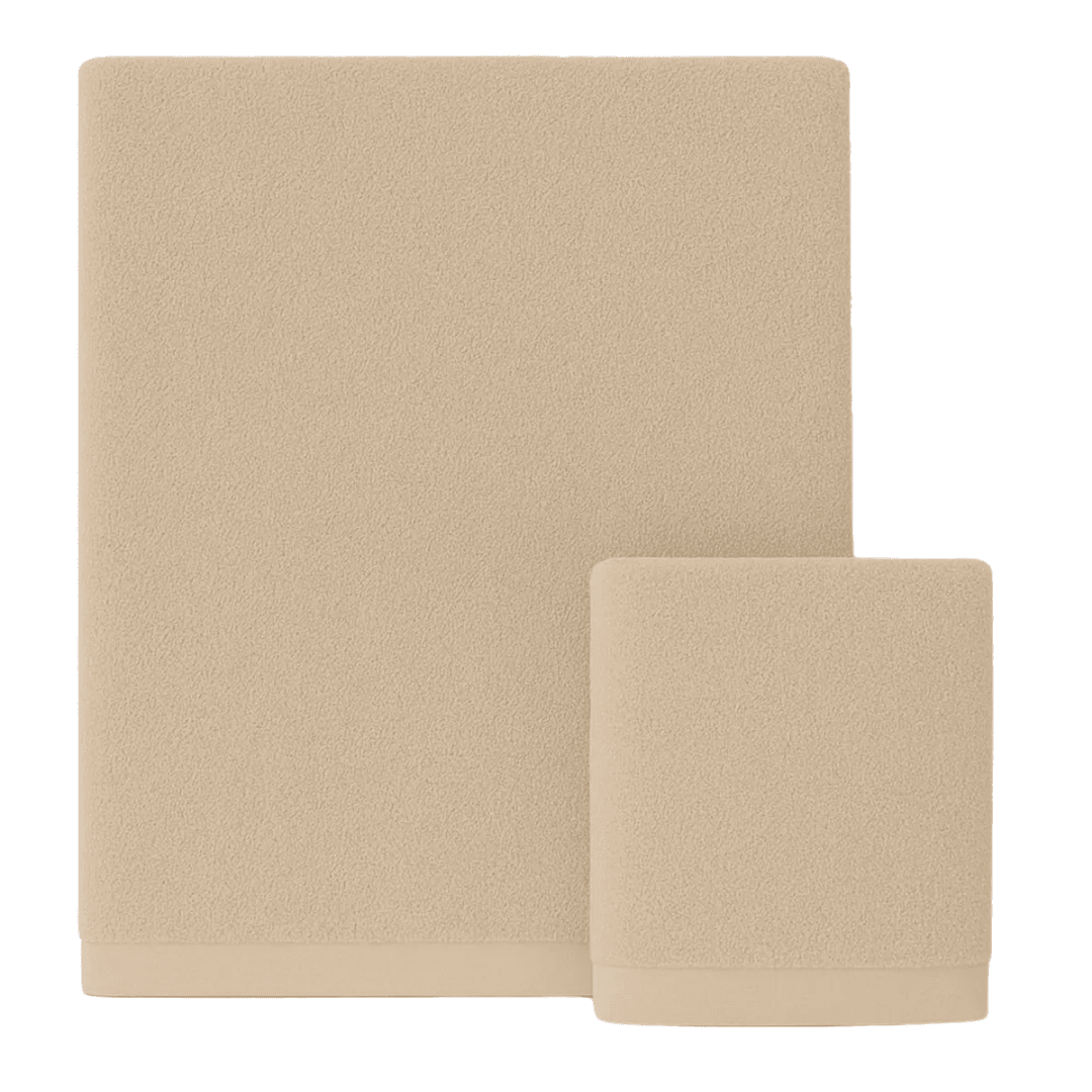 2'li Set: %100 Pamuk 90x150 cm Büyük Banyo Havlusu ve 50x90 cm El Yüz Havlusu - Yumuşak ve Su Emici - bej