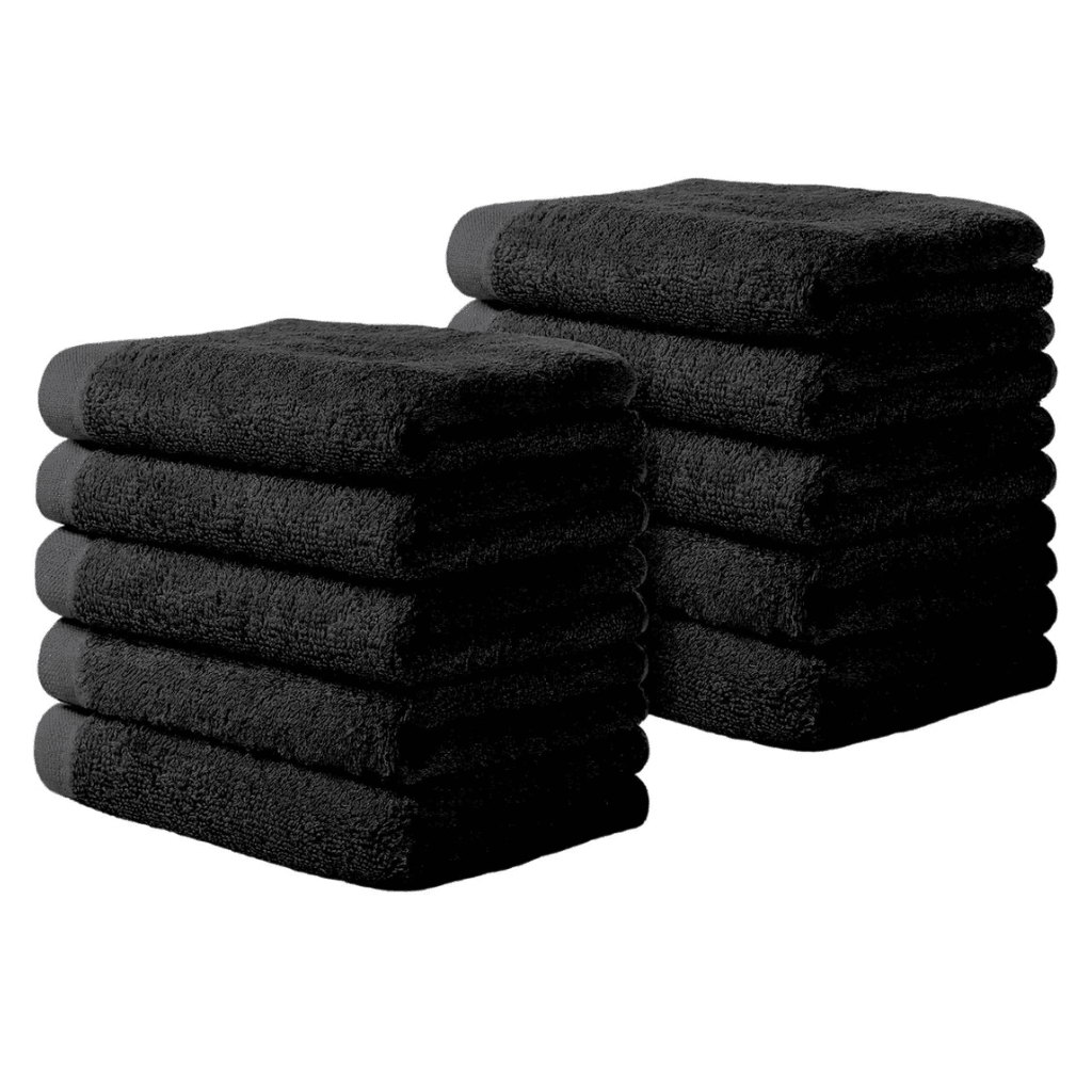 10 Adet Beyaz Havlu Seti %100 Pamuk Misafir Mutfak Spor Yumuşak Havlu 30 X 50 Cm - siyah