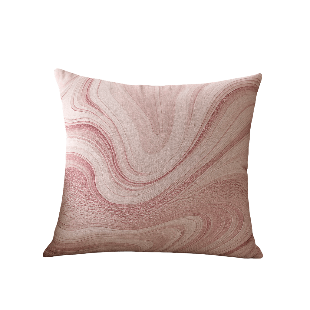 Desenli Yastık Kılıfı Çift Taraflı Baskı 43x43 - Pembe Zemin Kum Motif