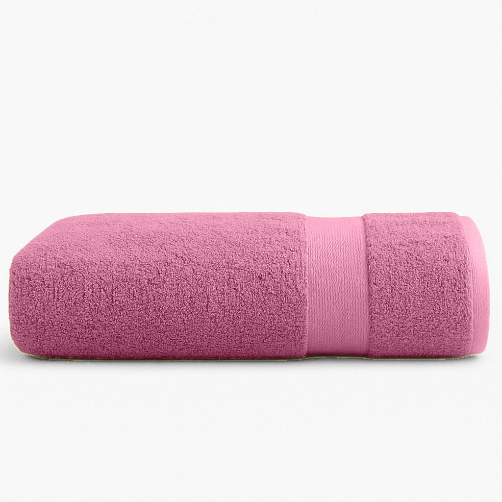  Çizgi Desenli Banyo ve Duş Havlusu %100 Pamuk 70x140 cm Yumuşak ve Su Emici - pembe