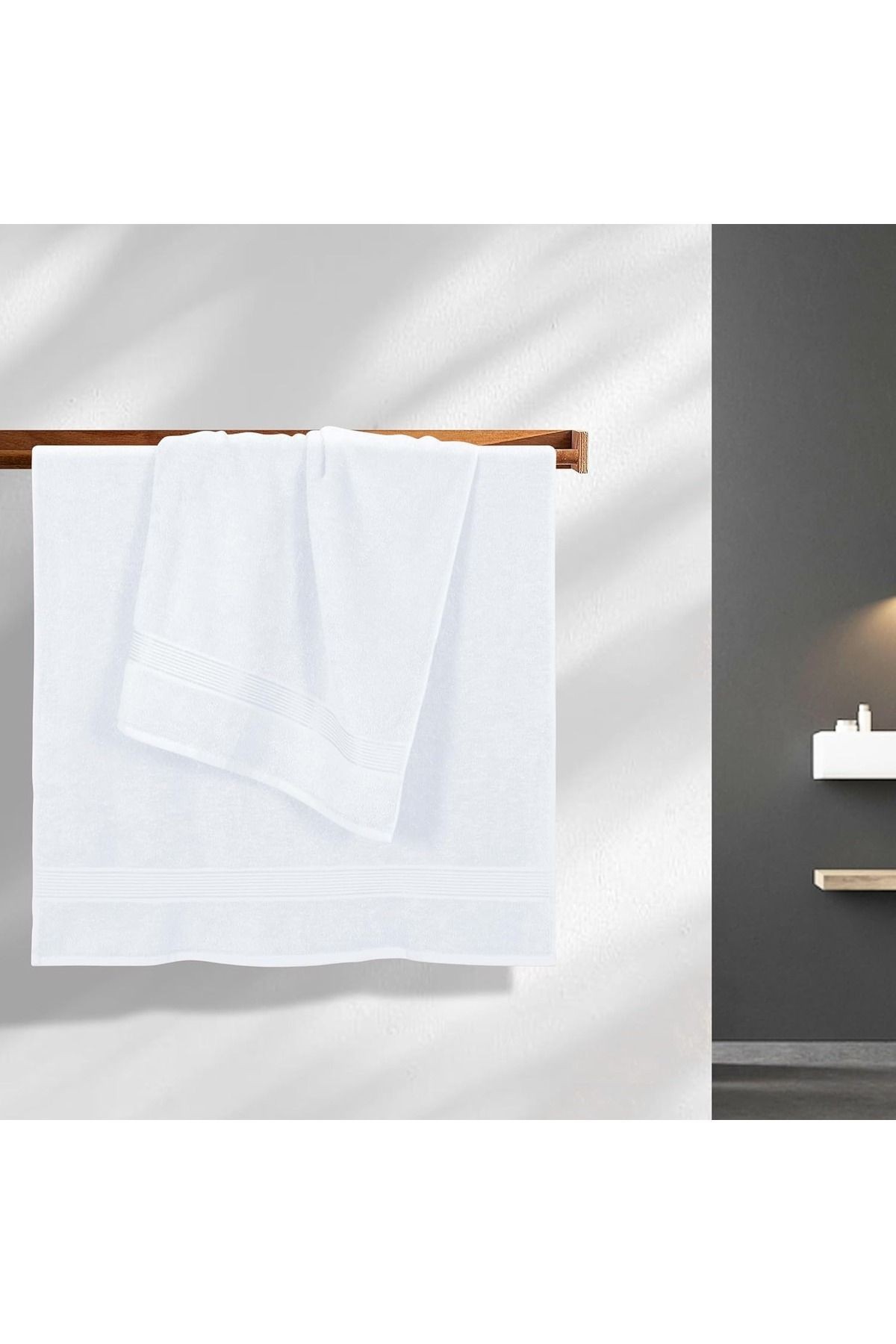 Beyaz 2'li Premium 50x90 cm El ve Yüz Havlusu Yumuşak ve Dayanıklı Dokusu ile Şıklık ve Konfor