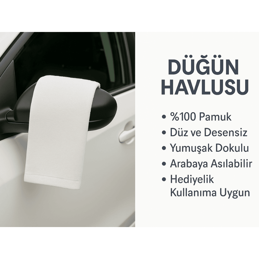 Düğün Havlusu %100 Pamuk Beyaz 30x30 cm, 30x50 cm, 50x90 cm