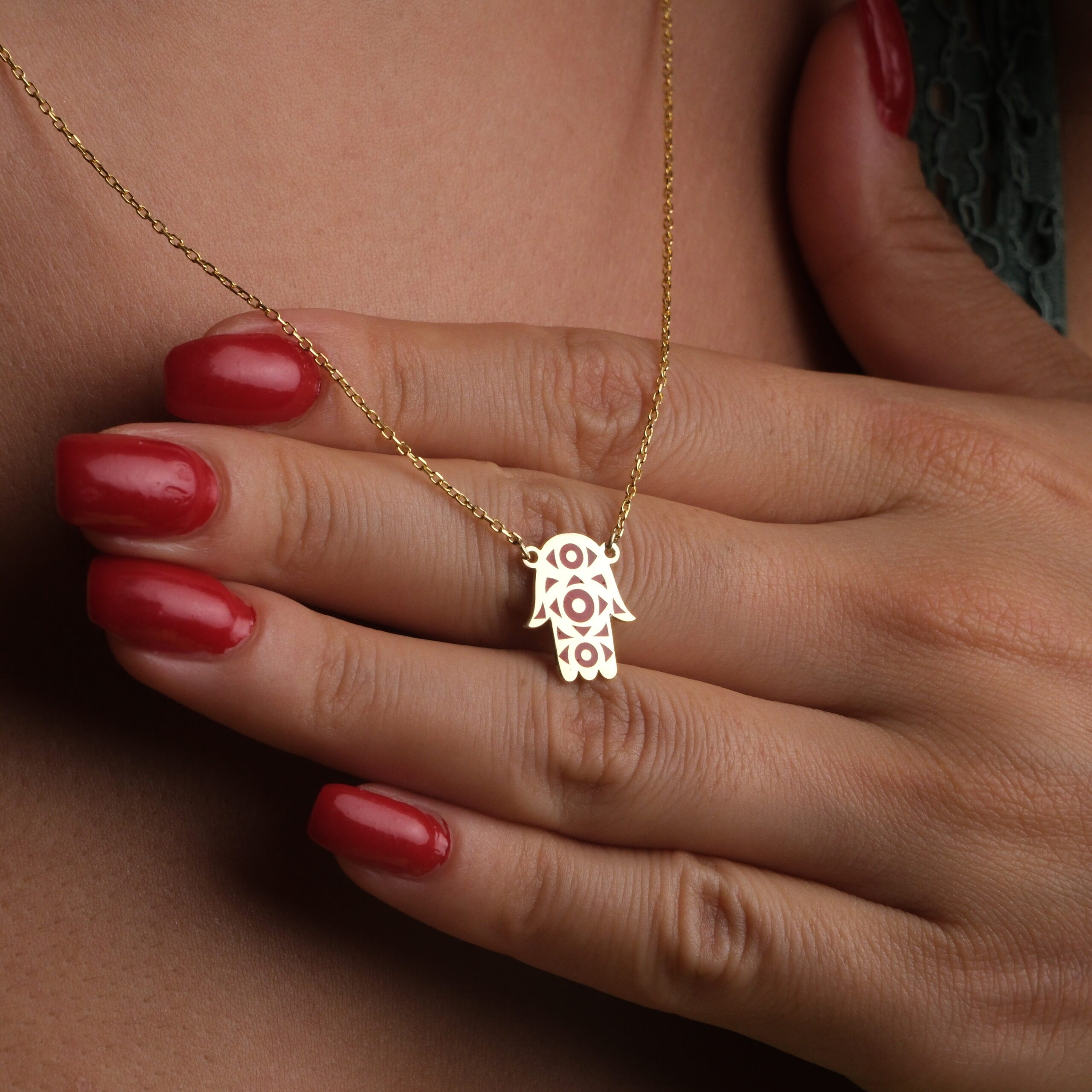 Mİneli Hamsa Kolye