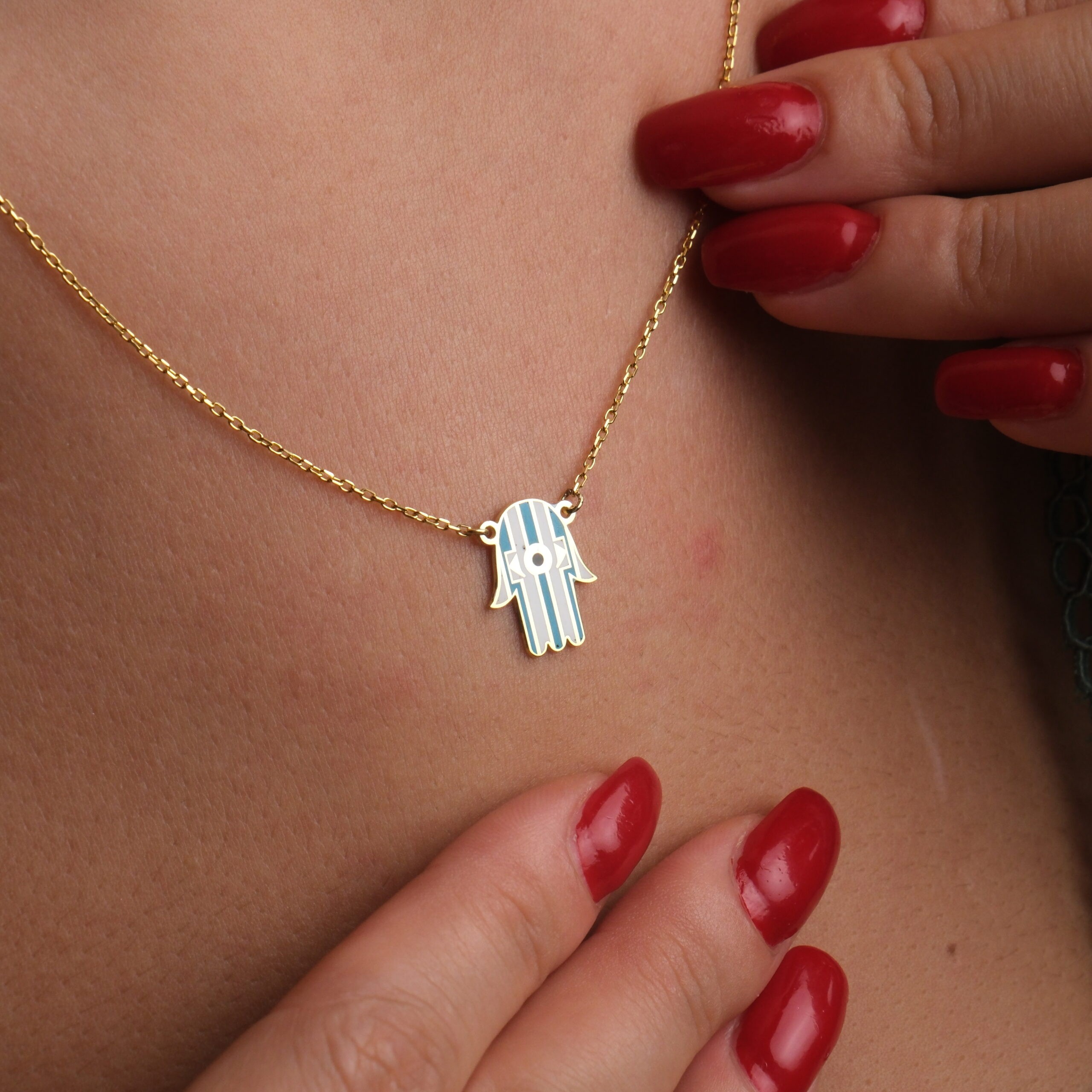 Mİneli Hamsa Kolye