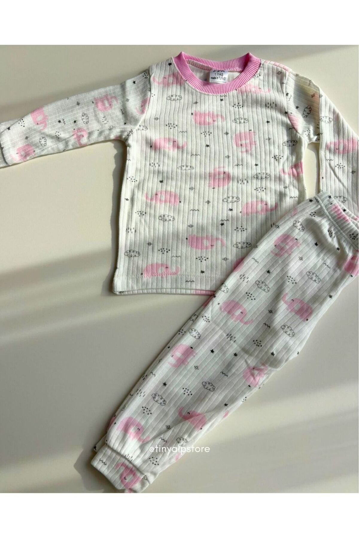 Yumuşacık Baharlık Rahat Kumaş Yazlık Çocuk Unisex Pijama Takımı - pembe