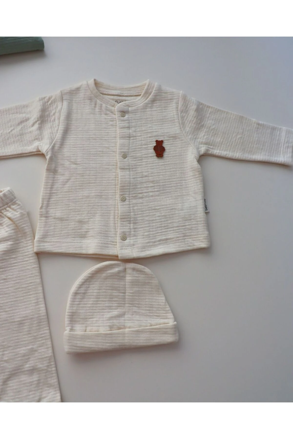 Sade ve Şık Yenidoğan Kız Erkek Bebek Kışlık Üç Parça Zıbın Takım