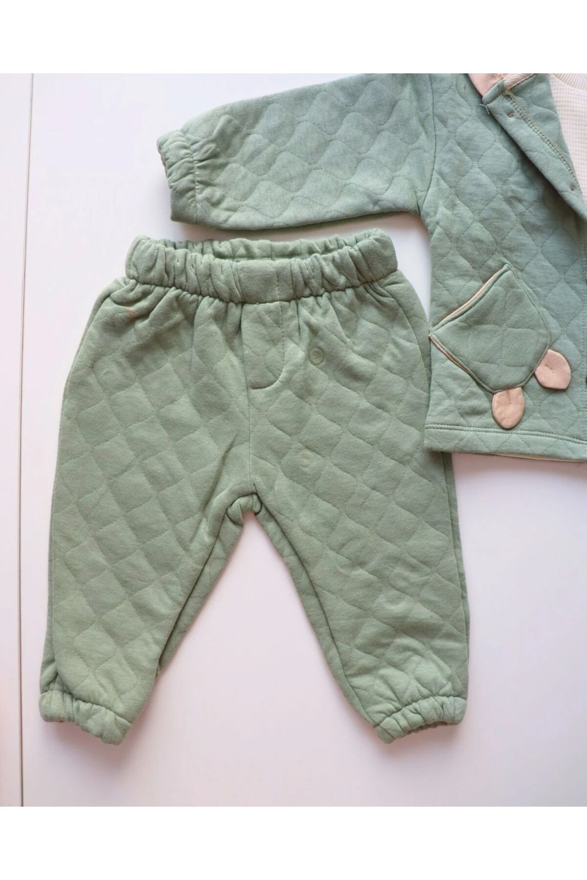 Kışlık Kalın ve Tarz Kız Erkek Bebek Kapitone 3'lü Takım