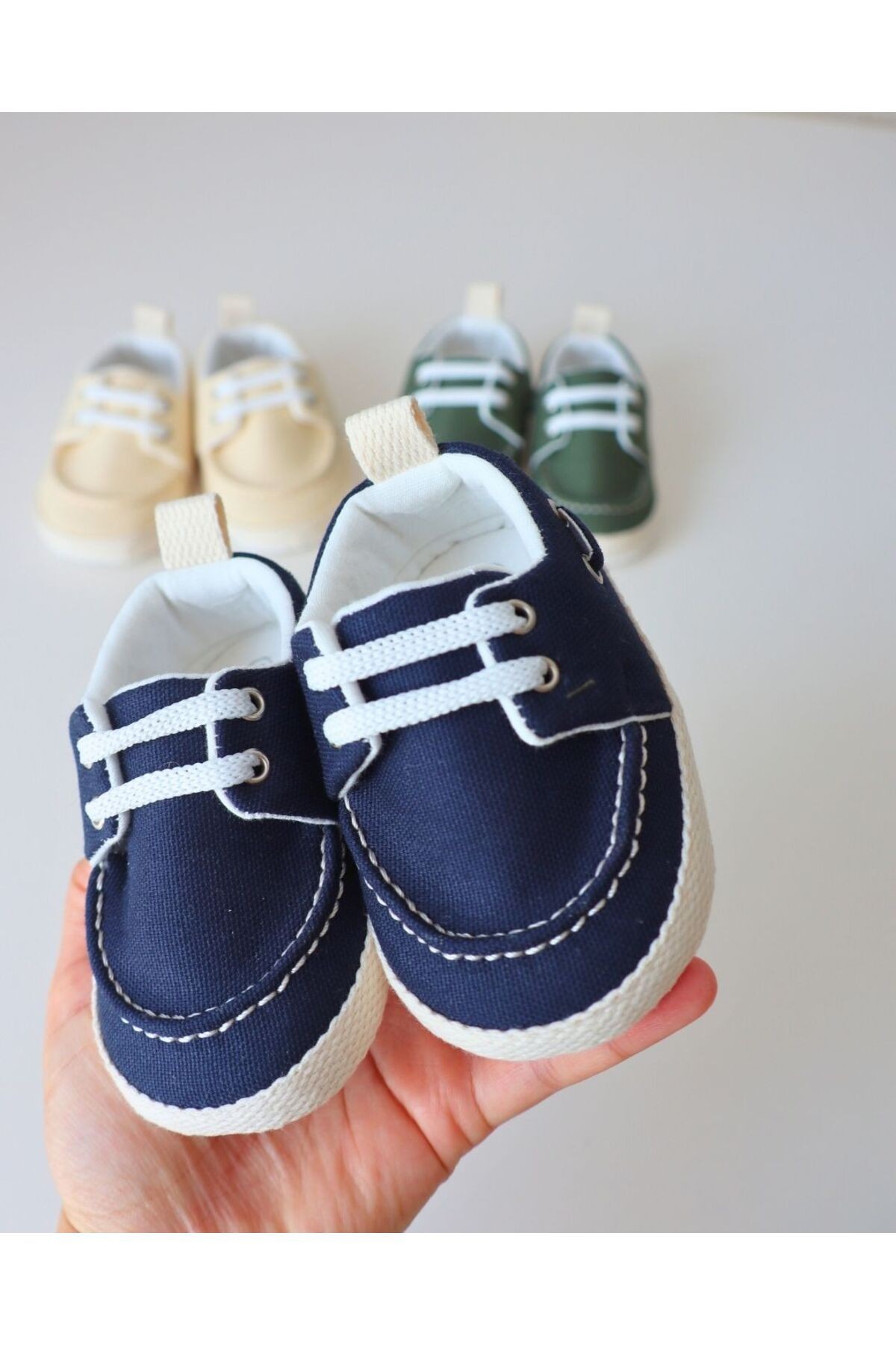 Bayramlık Yazlık Keten Kumaş Soft ve Naturel Tasarım Bebek Ayakkabısı