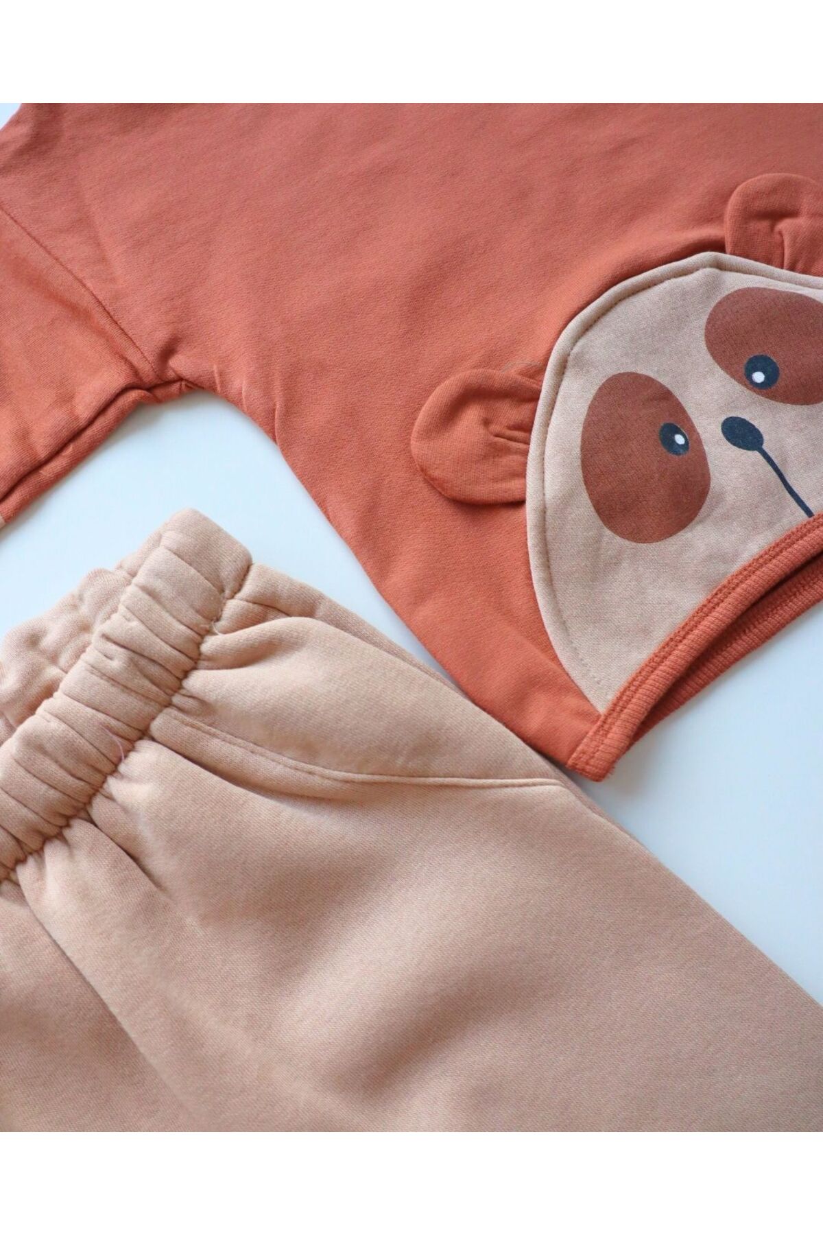 Ayıcık Kulaklı 3'lü Takım Mevsimlik Kız Erkek Bebek Takımı