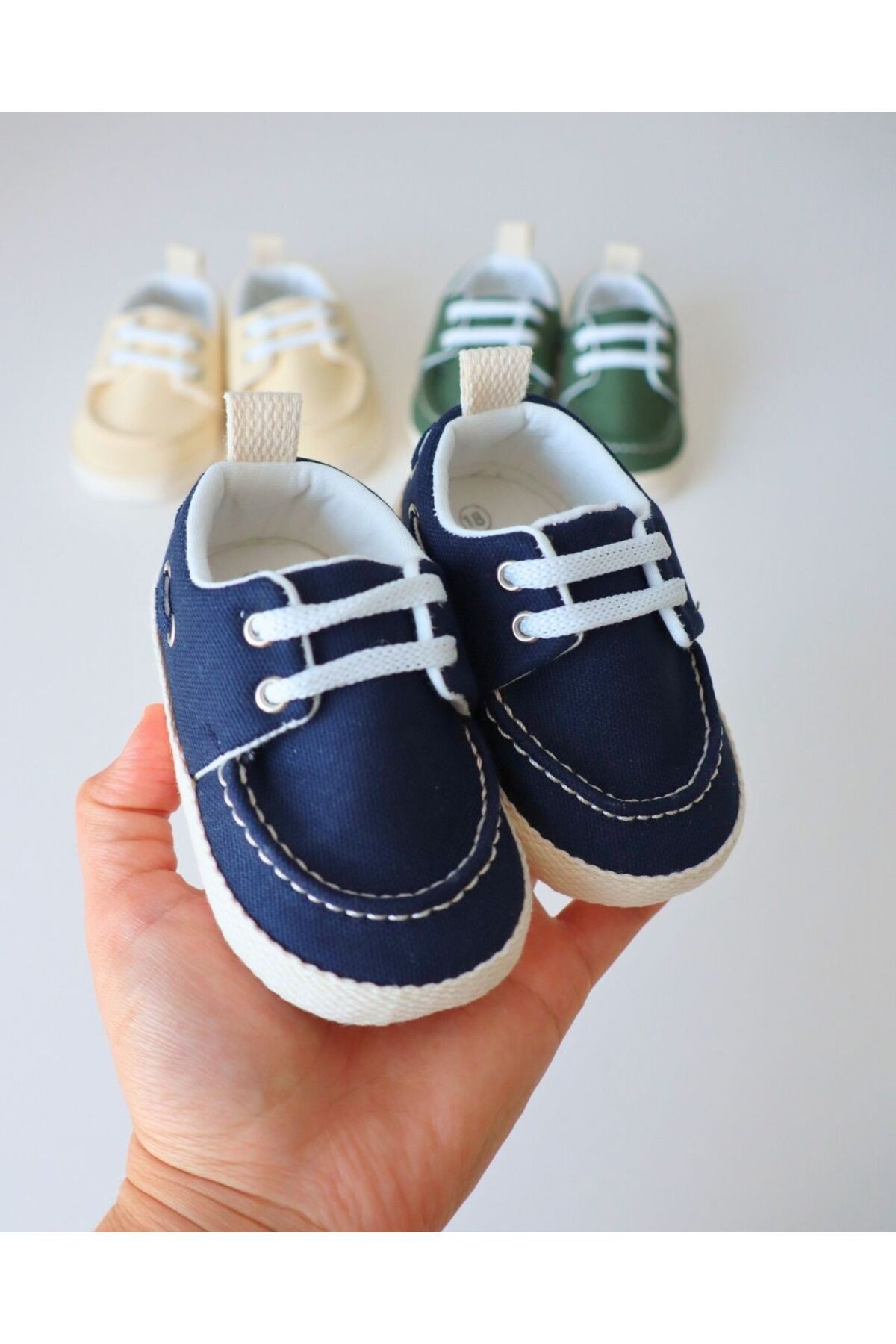 Bayramlık Yazlık Keten Kumaş Soft ve Naturel Tasarım Bebek Ayakkabısı