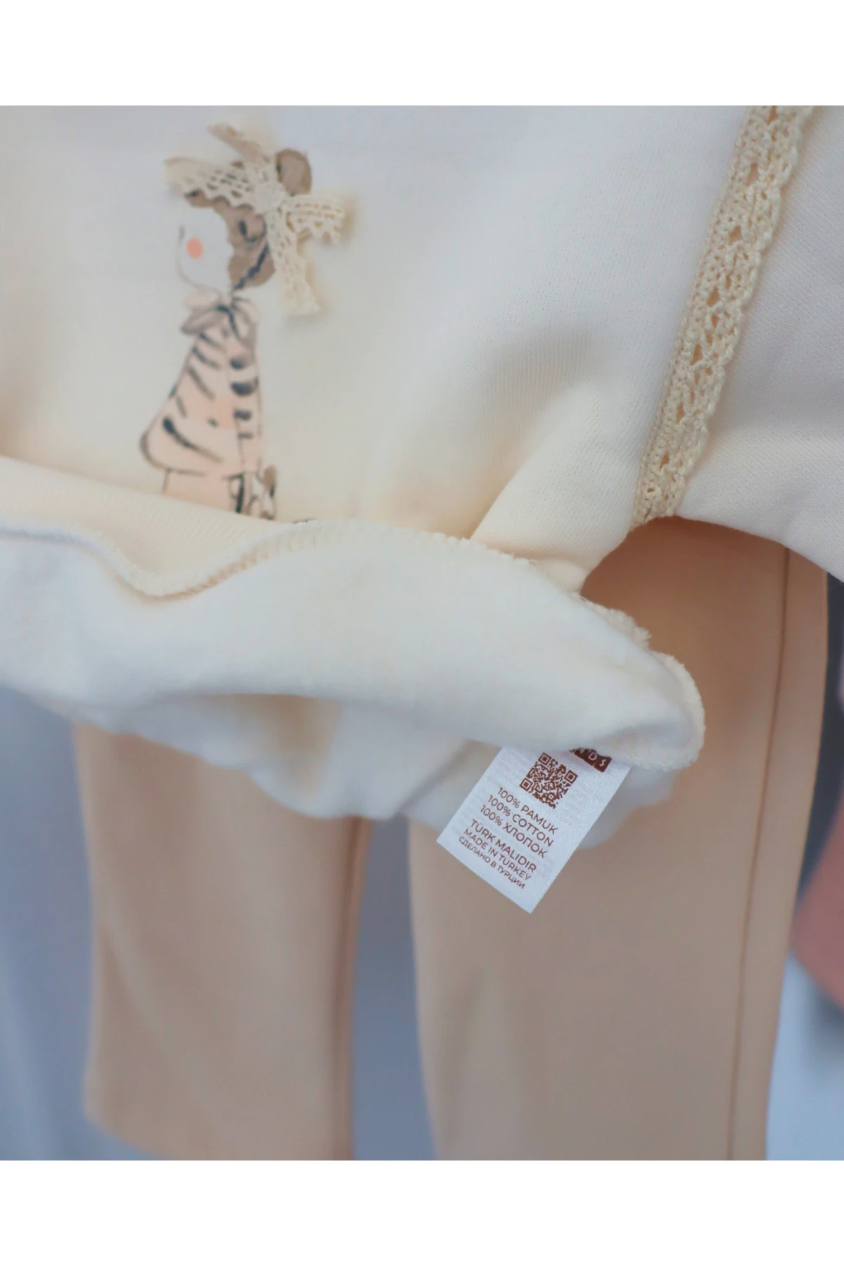 Tasarım Tavşan Desenli Kışlık Kız Bebek İkili Takım