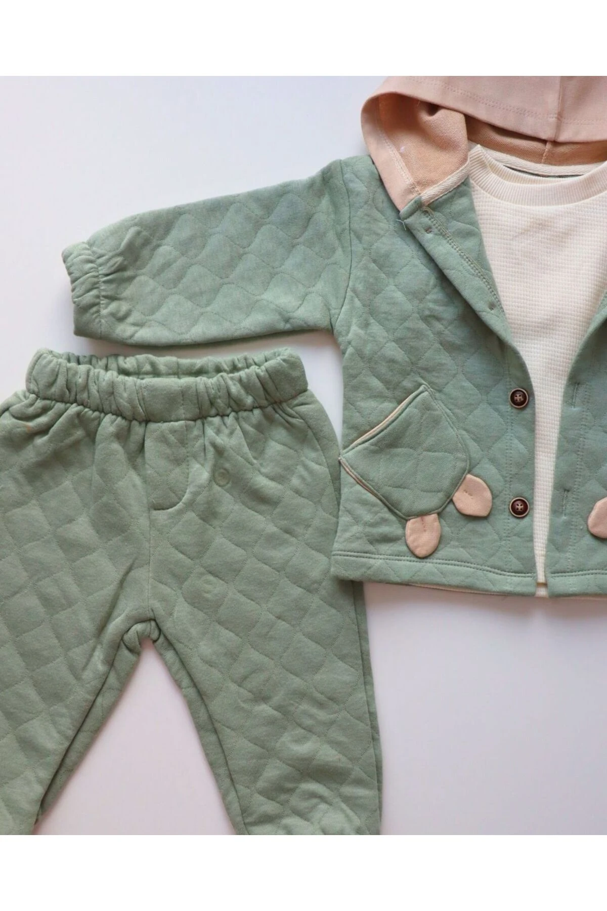 Kışlık Kalın ve Tarz Kız Erkek Bebek Kapitone 3'lü Takım