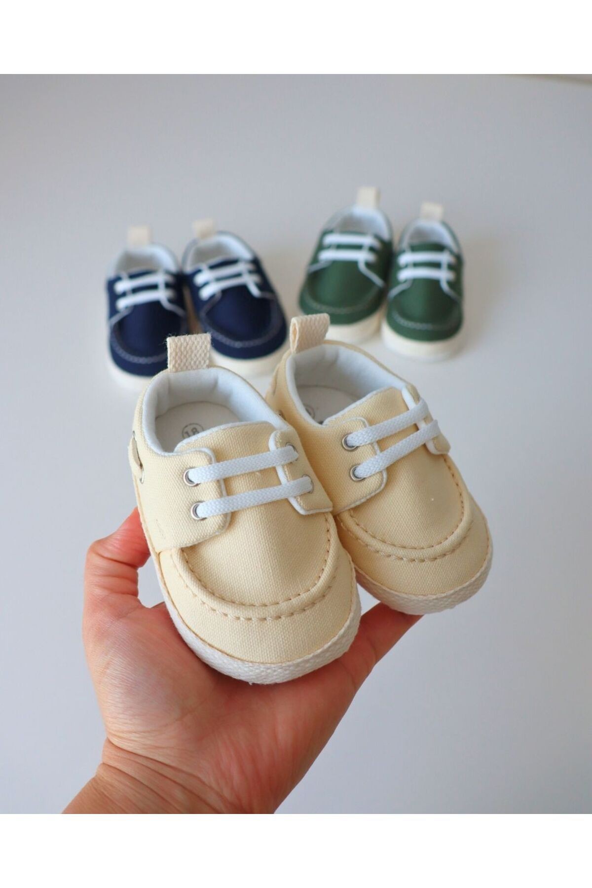 Bayramlık Yazlık Keten Kumaş Soft ve Naturel Tasarım Bebek Ayakkabısı - ekru