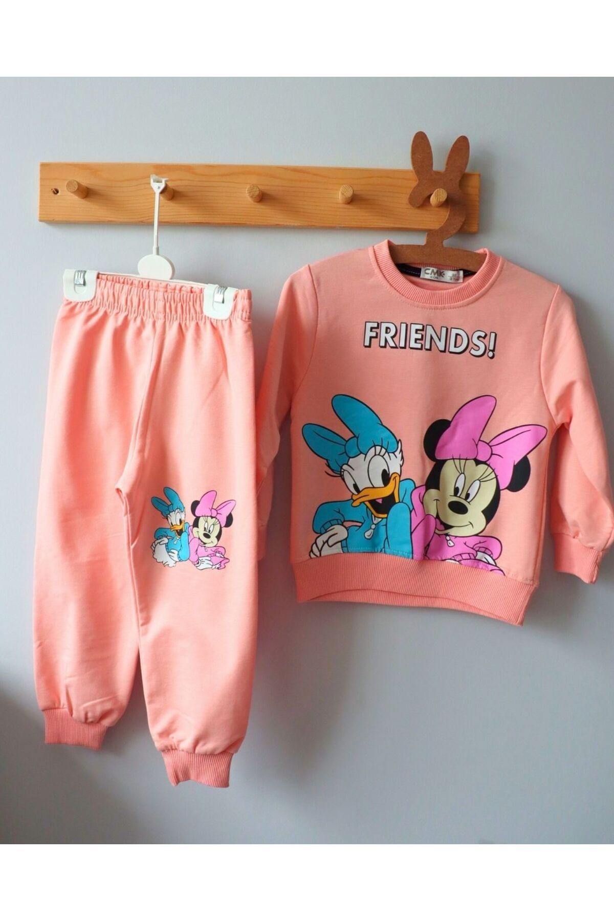 Rahat ve Kaliteli Esneyen Basic Kumaş Friends Kız Çocuk İkili Takım - pembe