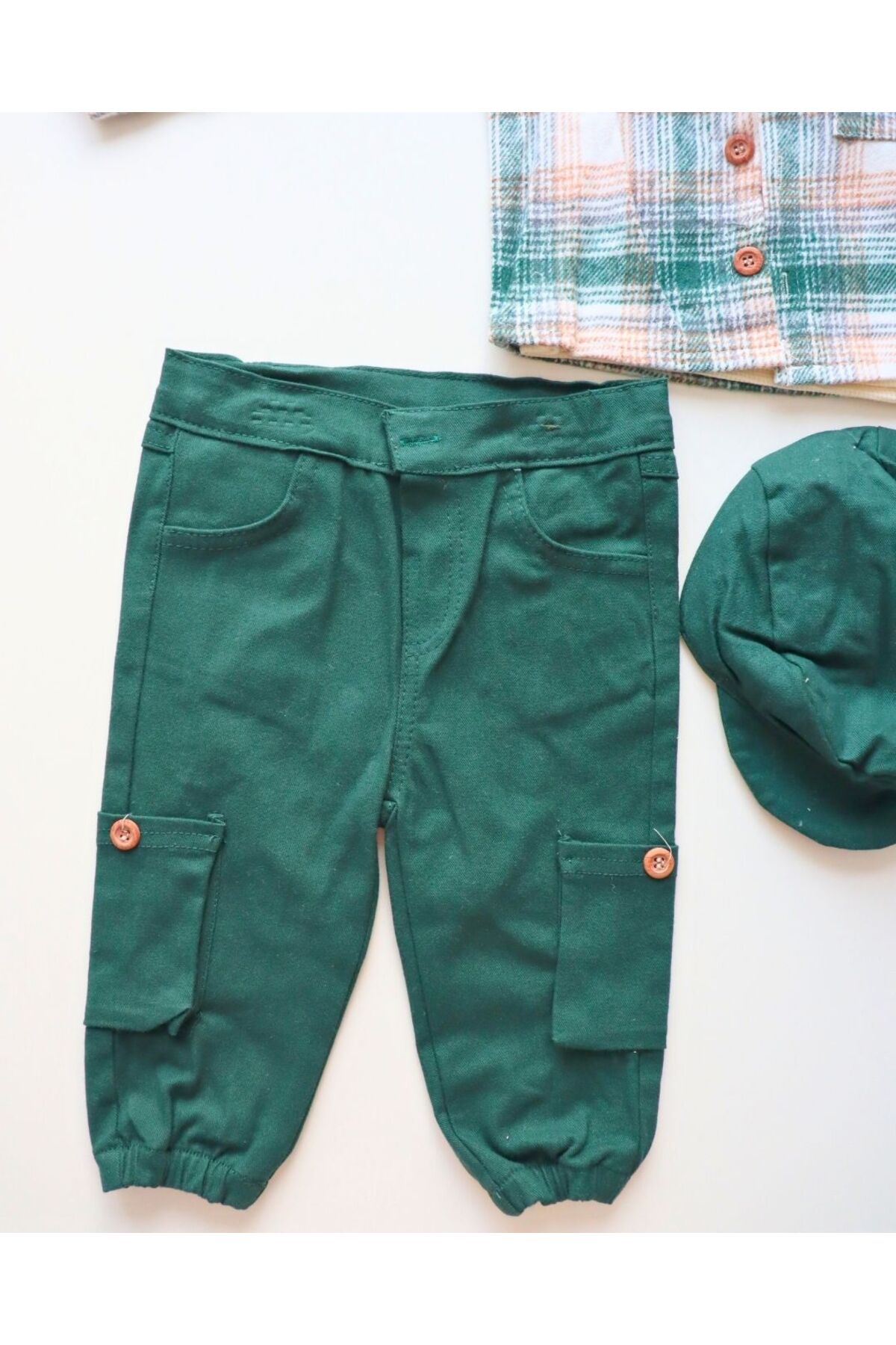 Basic ve Tasarım Model Oduncu Kasketli 3'lü Erkek Bebek Takım