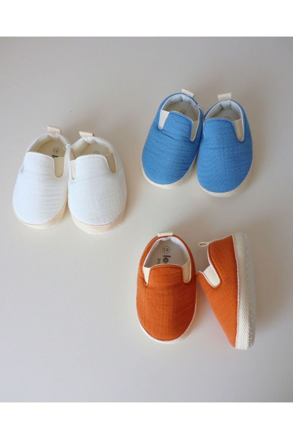 Bayramlık Yazlık Müslin Kumaş Naturel Soft Renkler Tasarım Bebek Ayakkabısı