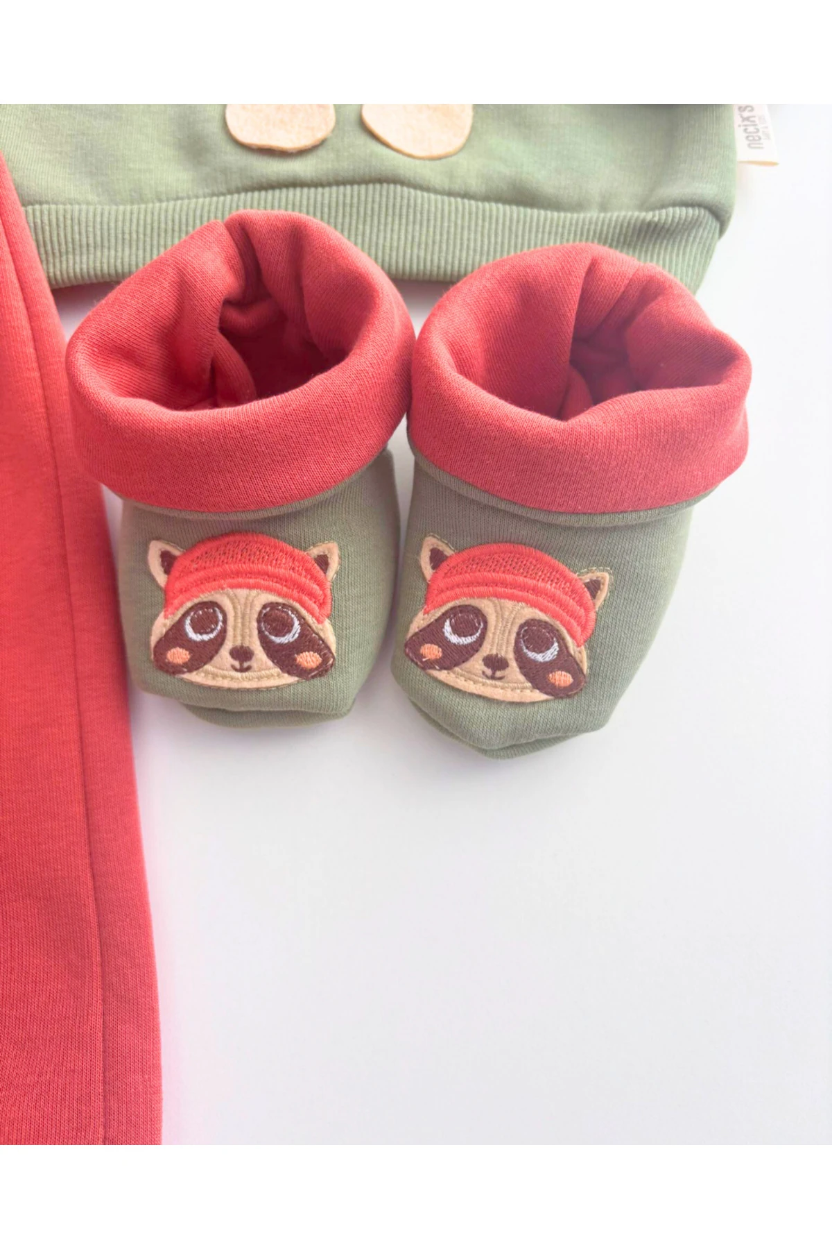 Necix Şardonlu Kışlık Kız Erkek Bebek Takım Panduflu Tasarım Desenli