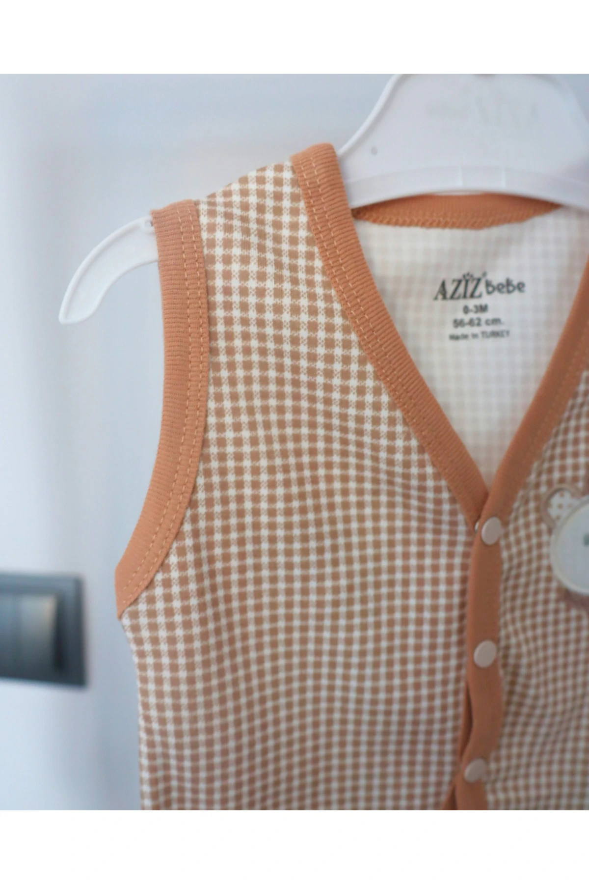 Tasarım Ayıcık Desenli Kız Erkek Bebek Penye Yelek