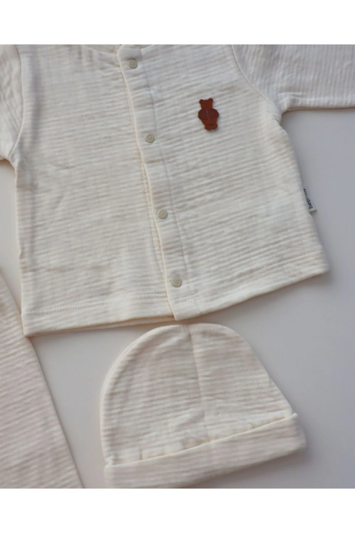 Sade ve Şık Yenidoğan Kız Erkek Bebek Kışlık Üç Parça Zıbın Takım