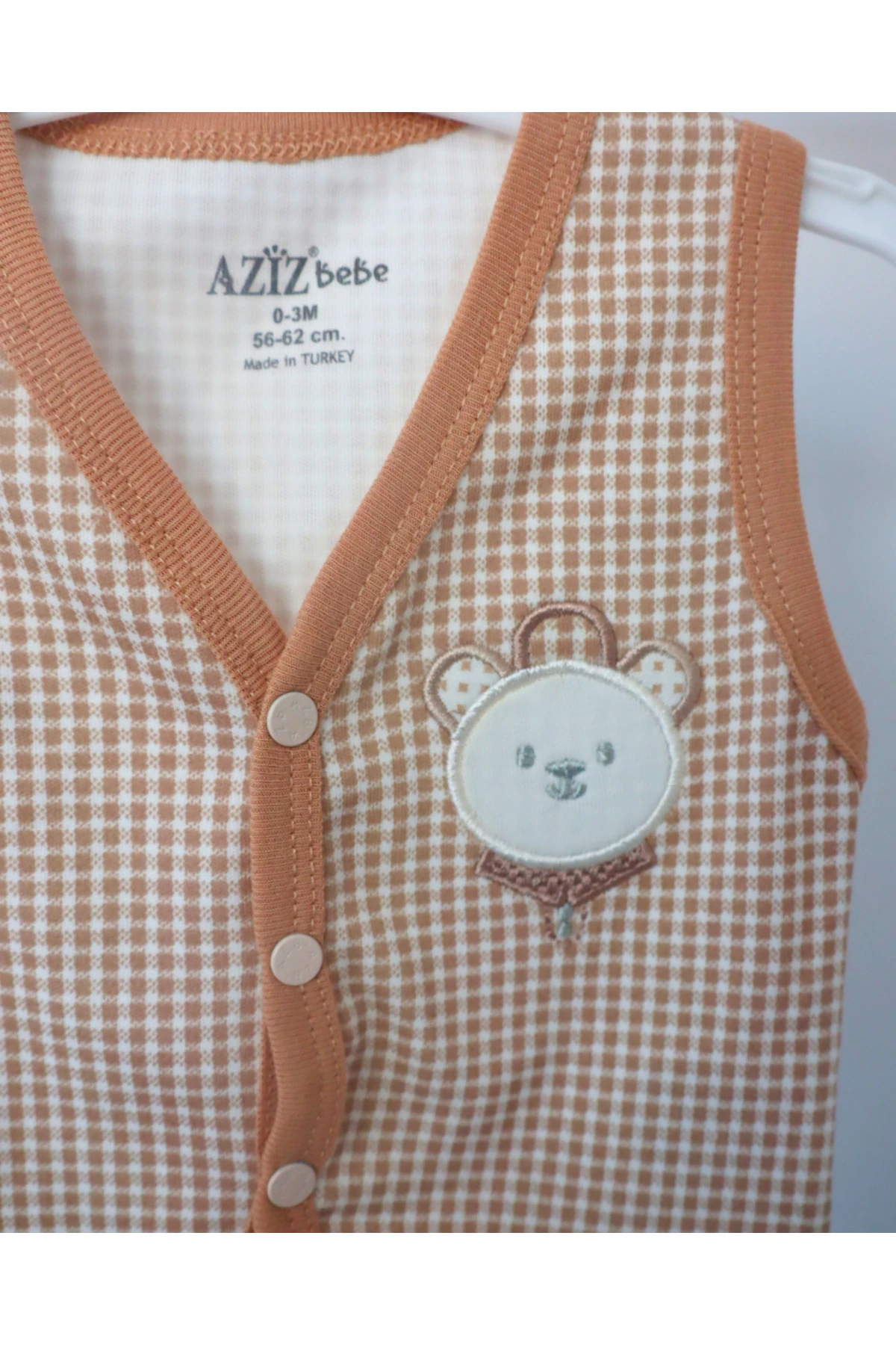 Tasarım Ayıcık Desenli Kız Erkek Bebek Penye Yelek