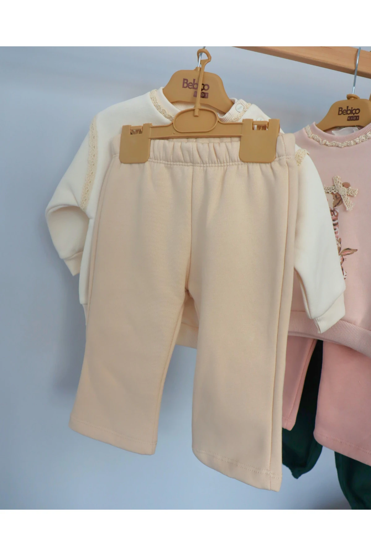 Tasarım Tavşan Desenli Kışlık Kız Bebek İkili Takım