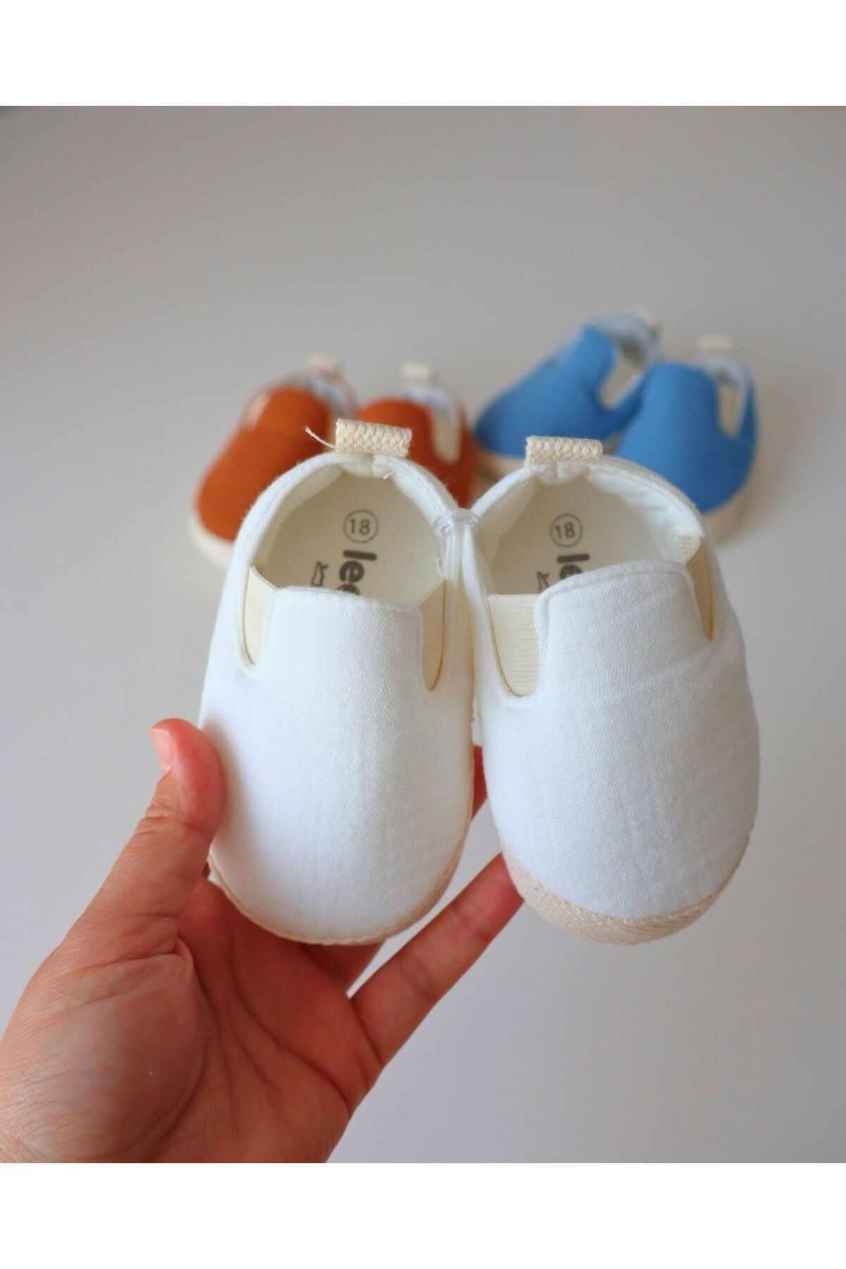 Bayramlık Yazlık Müslin Kumaş Naturel Soft Renkler Tasarım Bebek Ayakkabısı