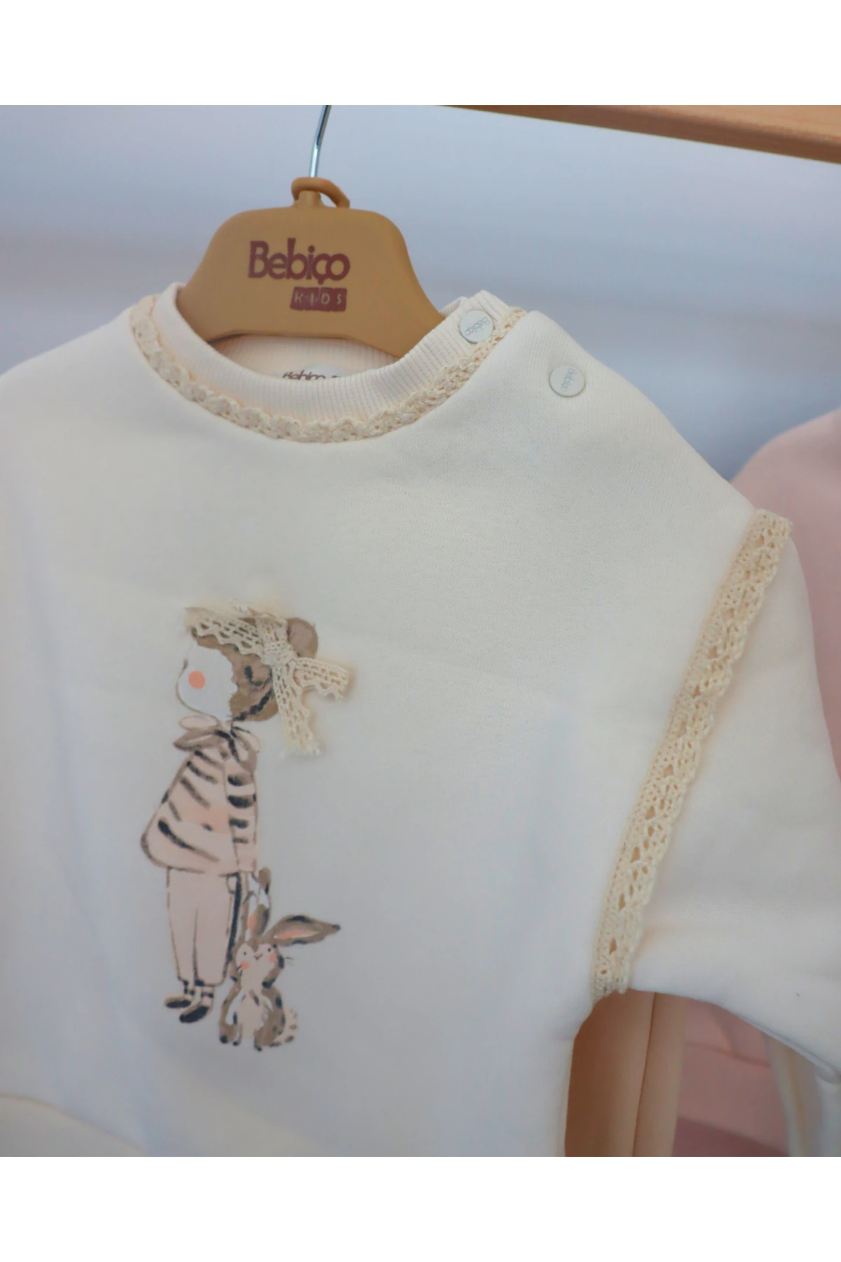 Tasarım Tavşan Desenli Kışlık Kız Bebek İkili Takım