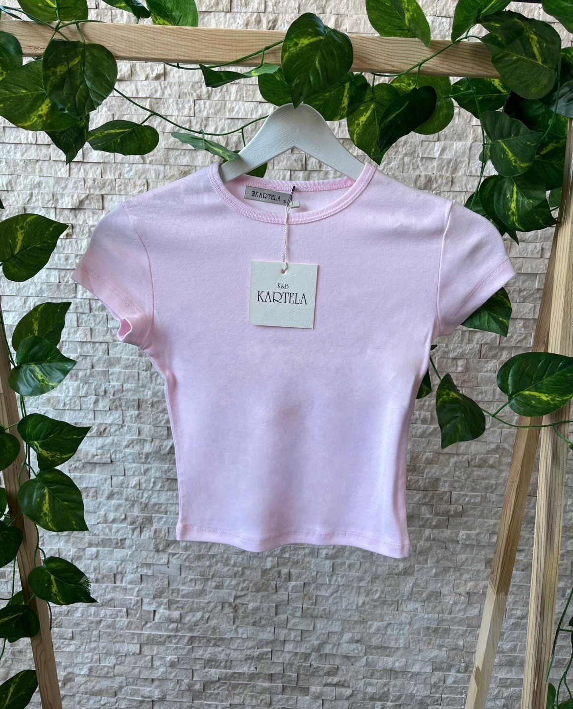 Pamuk kısa kollu açık pembe tişört image