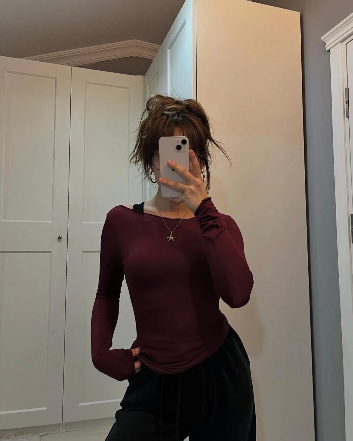 Transparan geniş yaka bluz