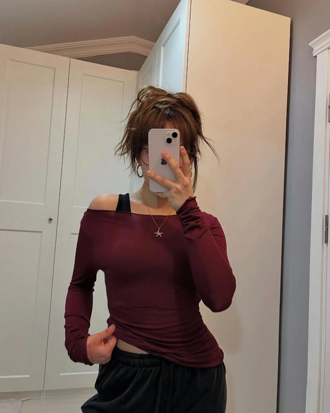 Transparan geniş yaka bluz