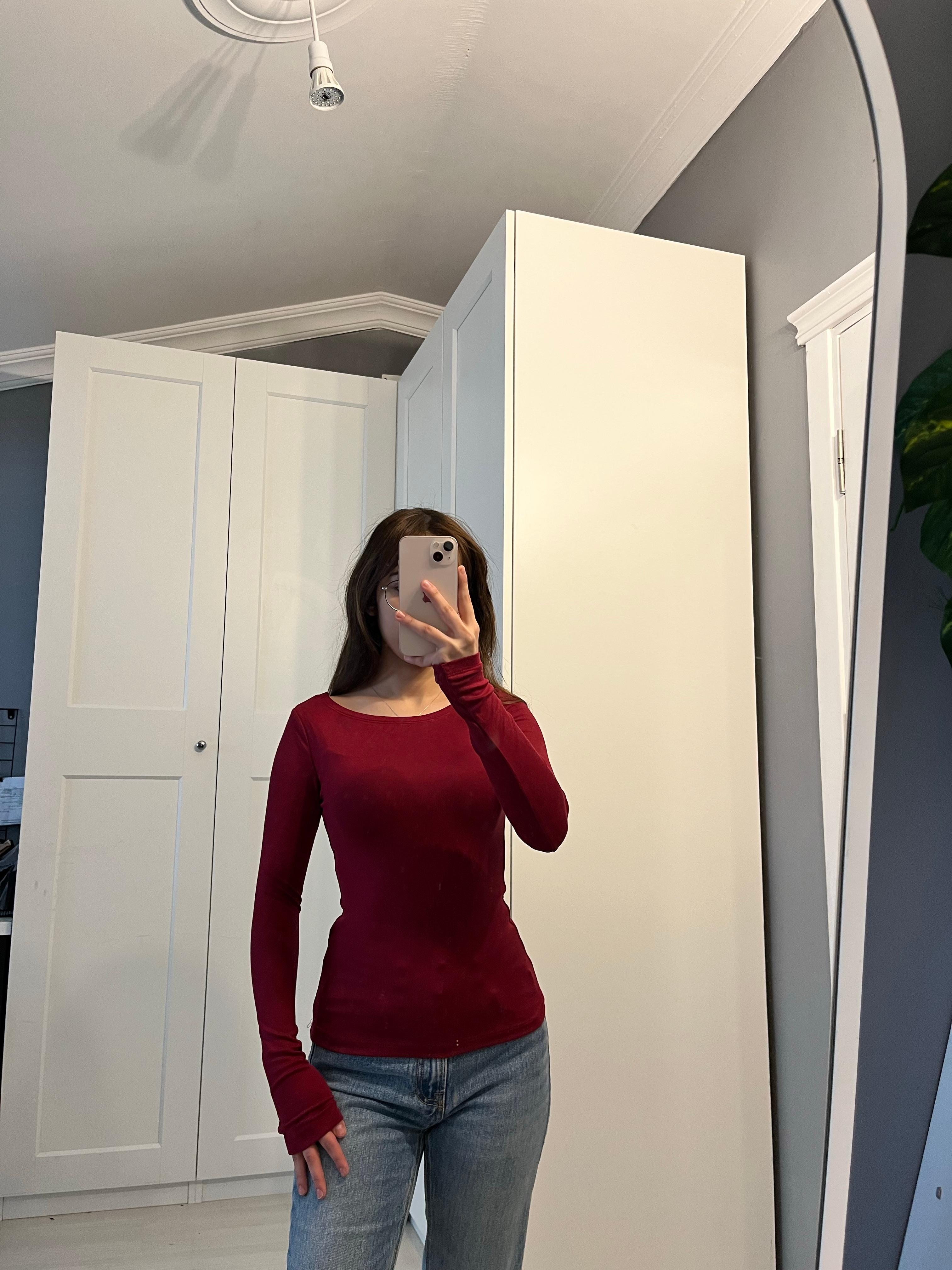Geniş Yaka Bordo Pamuk Body