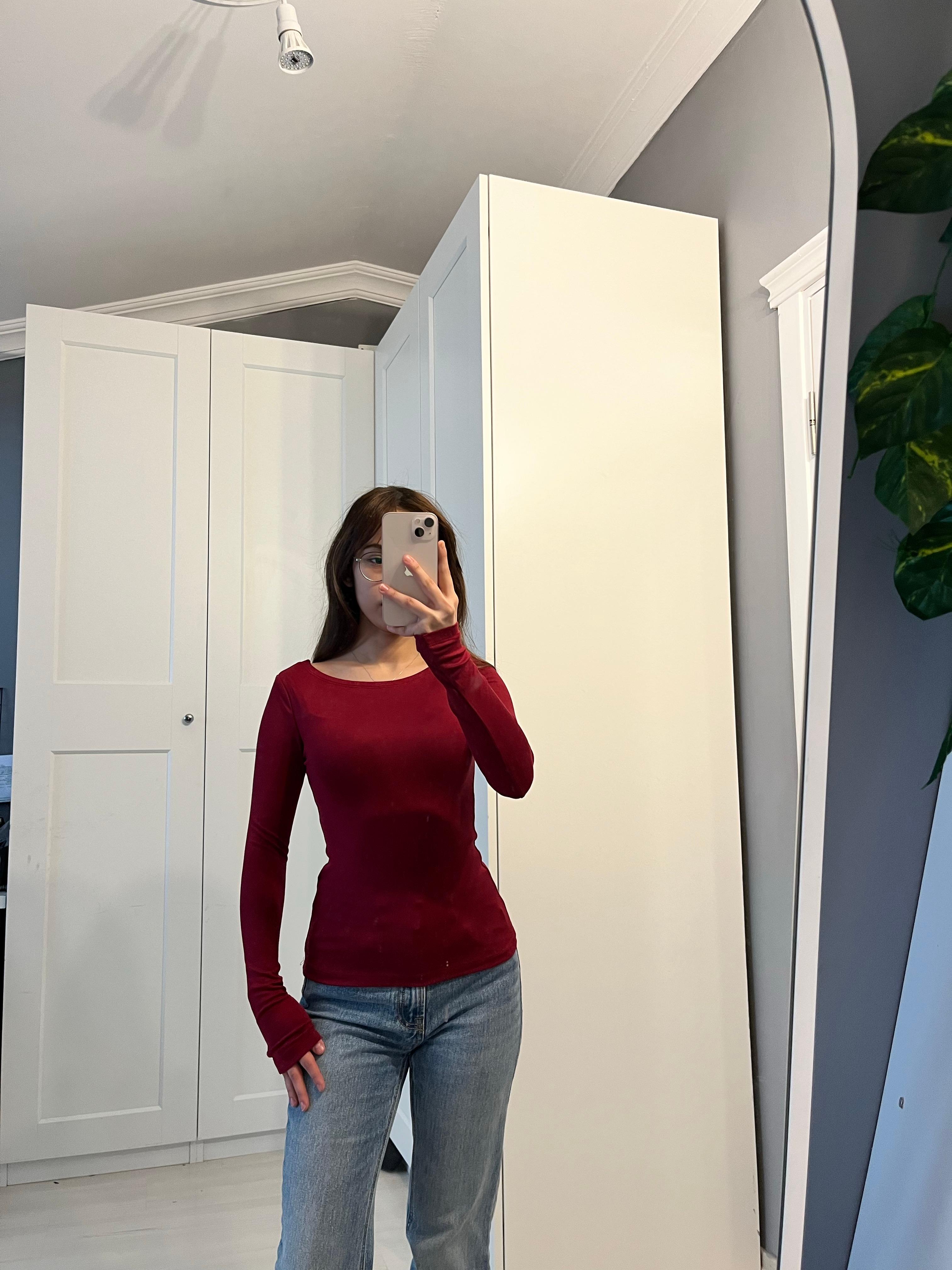 Geniş Yaka Bordo Pamuk Body