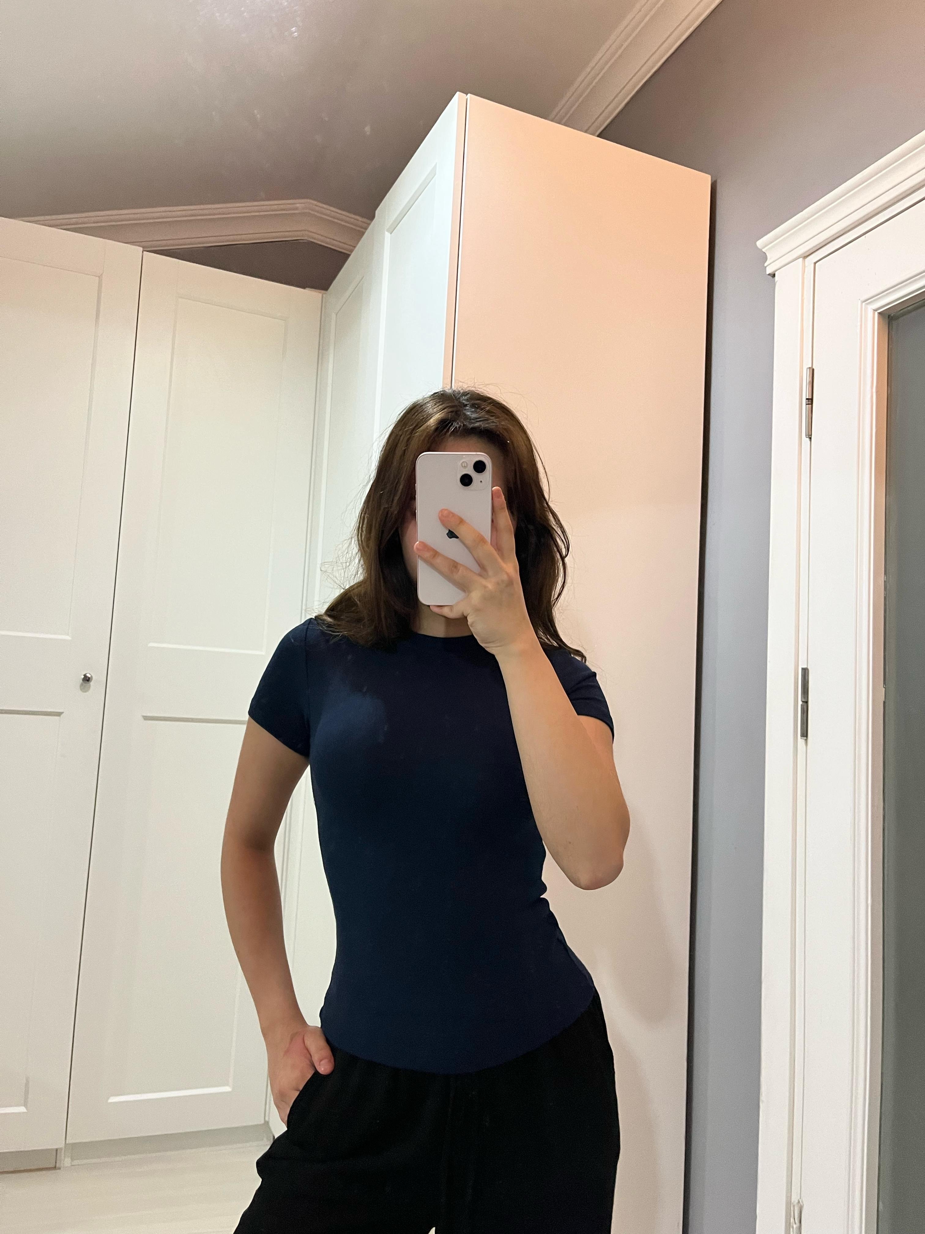 Bisiklet yaka kısa kollu lacivert tişört