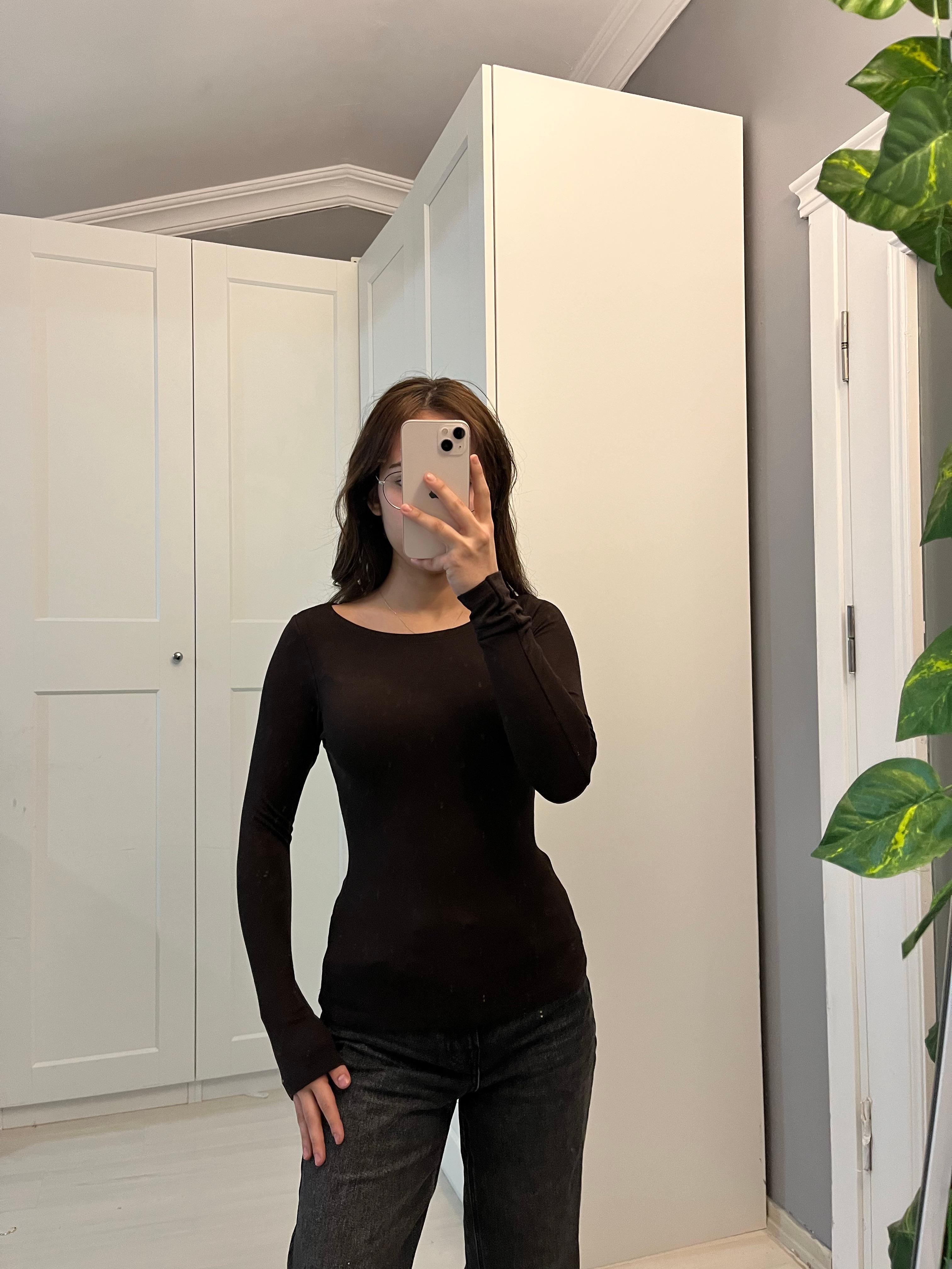 Geniş yaka uzun kollu acı kahve basic
