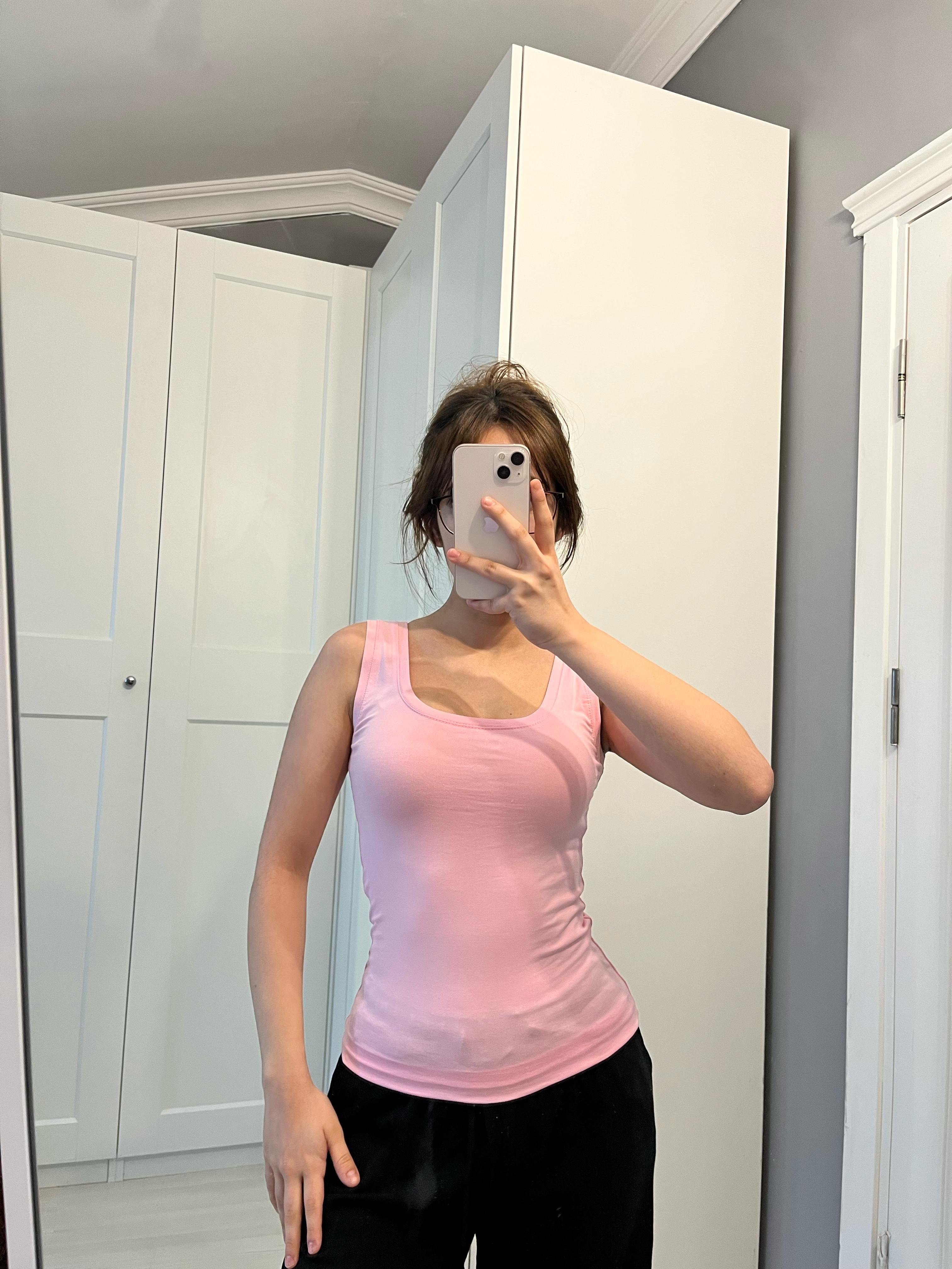 Kare yaka açık pembe atlet image