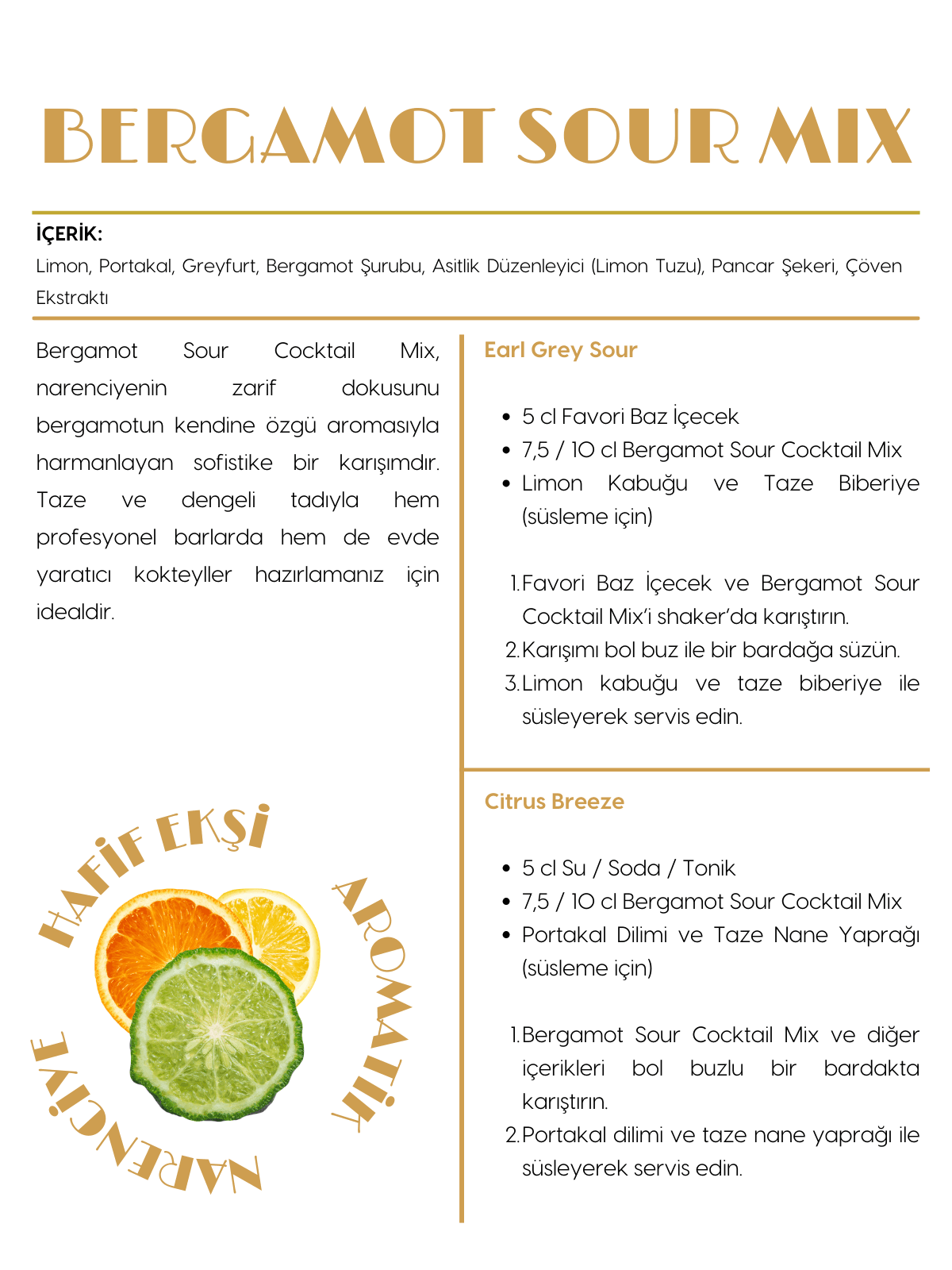 Bergamot Sour Cocktail Mix 500 ml