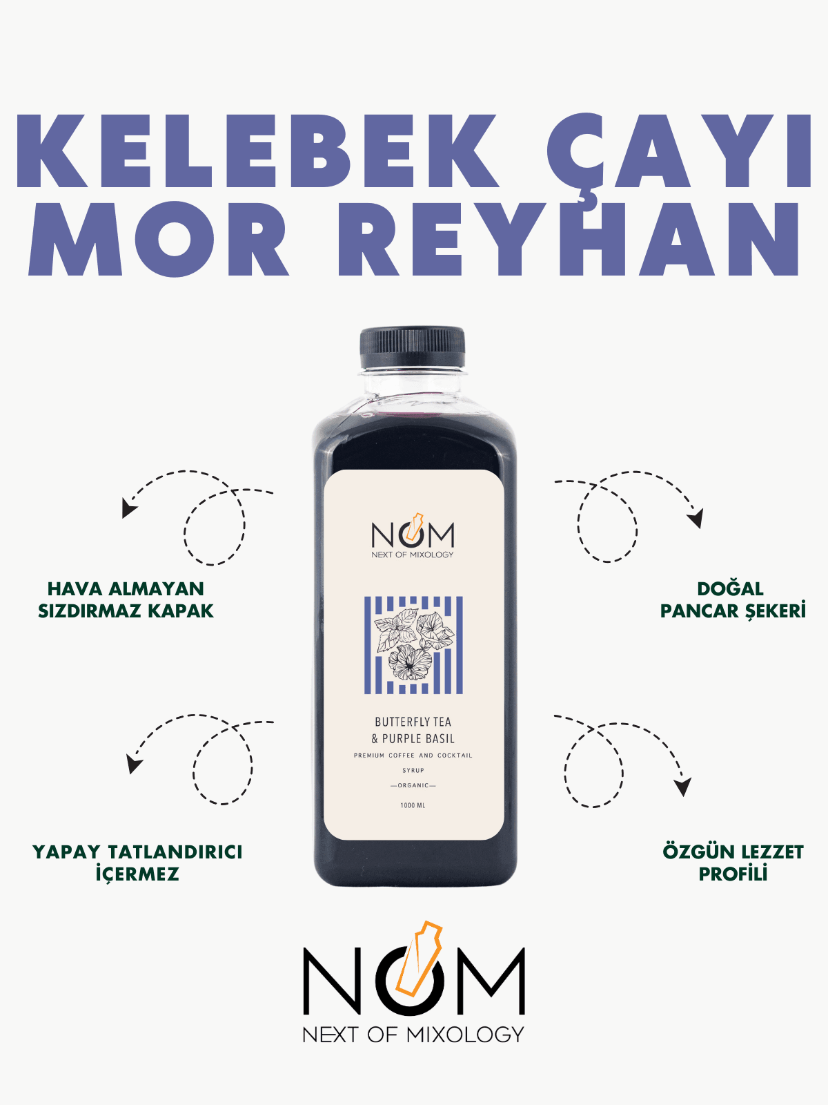 Kelebek Çayı - Mor Reyhan Şurubu 1000 ml