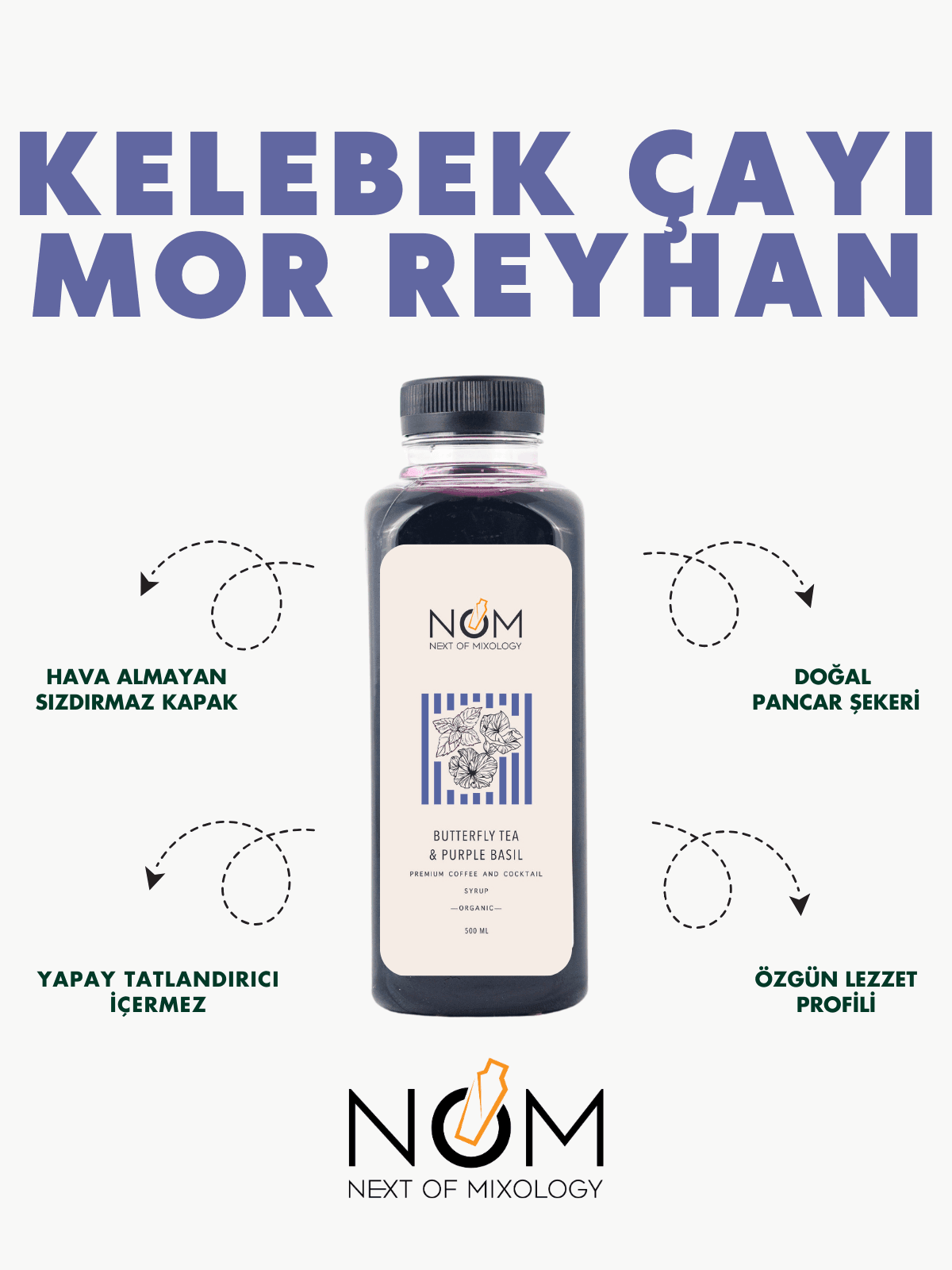 Kelebek Çayı - Mor Reyhan Şurubu 500 ml