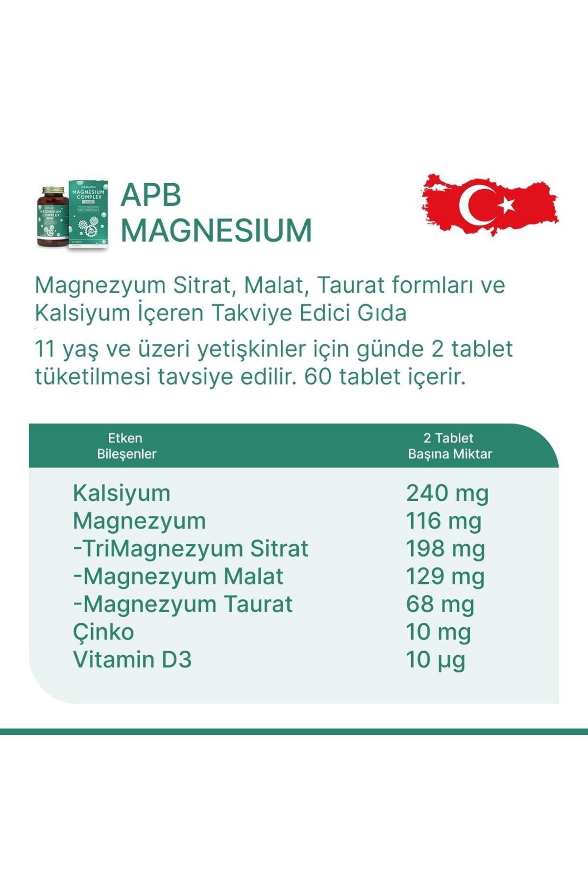 APB BALANCE MAGNEZYUM COMPLEX 60 TABLET