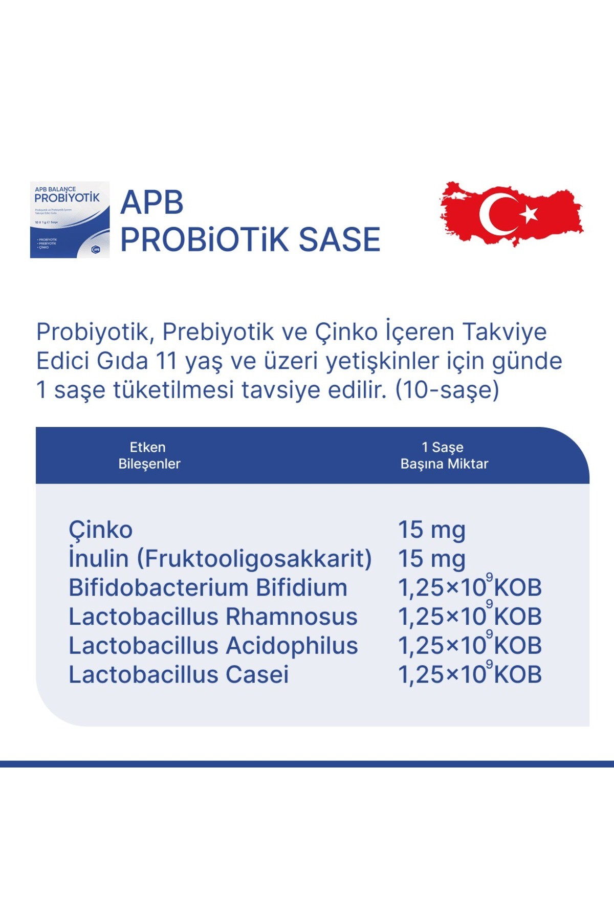 APB BALANCE PROBİYOTİC 10 SAŞE
