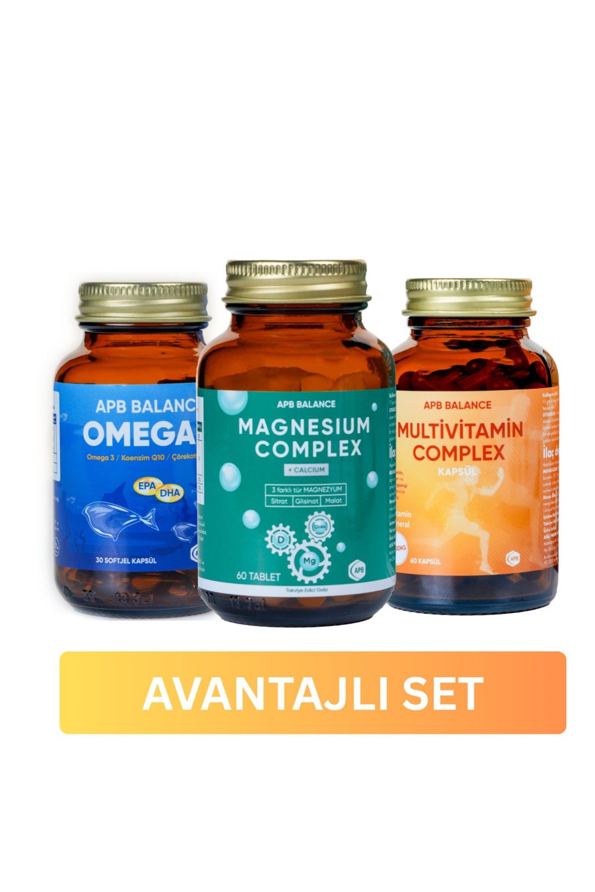 APB BALANCE MAGNEZYUM .+APB BALANCE OMEGA 3+APB BALANCE MULTIVITAMIN COMPLEX 60 KAP.