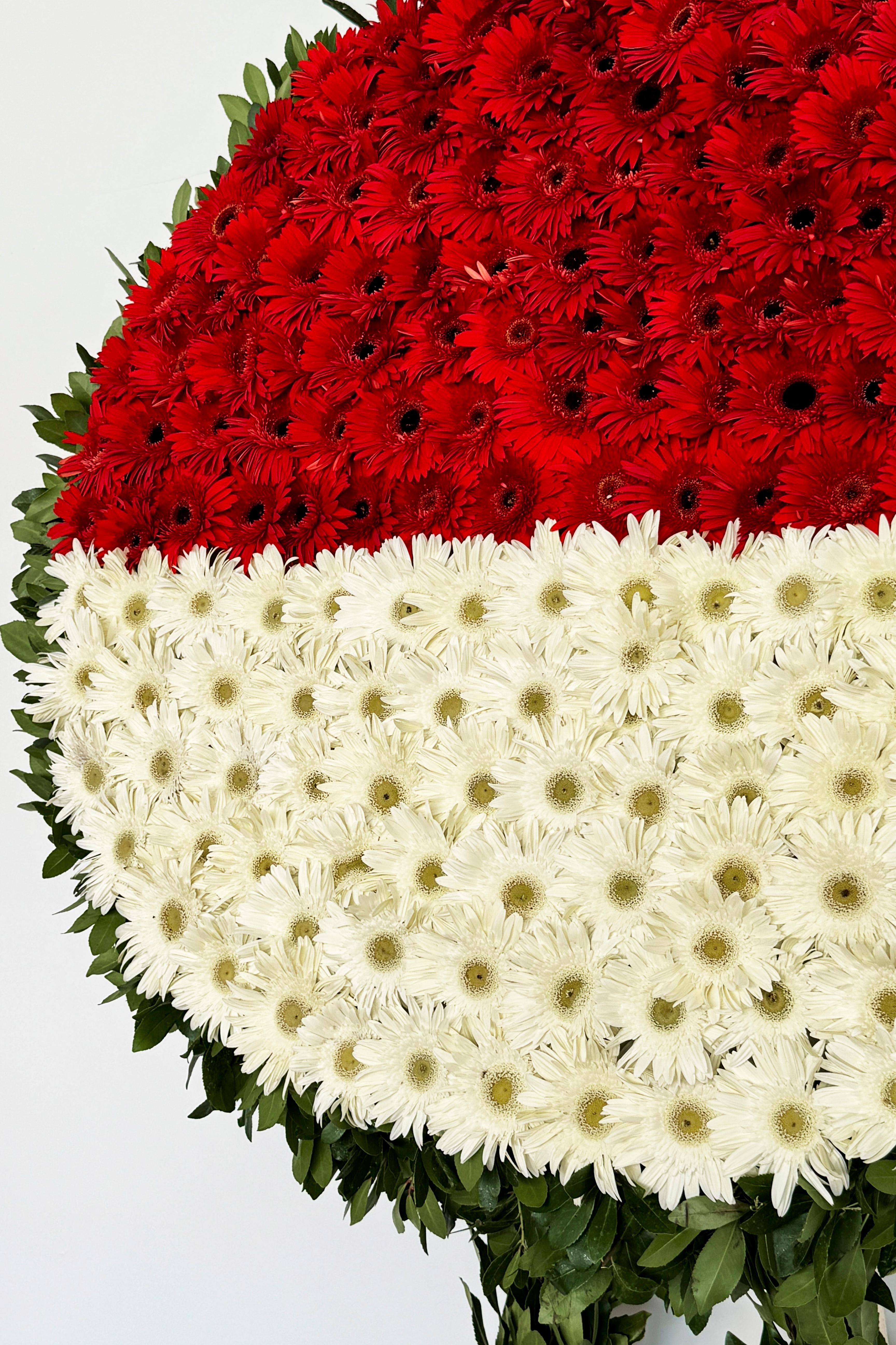 Kırmızı & Beyaz Gerbera Çelenk