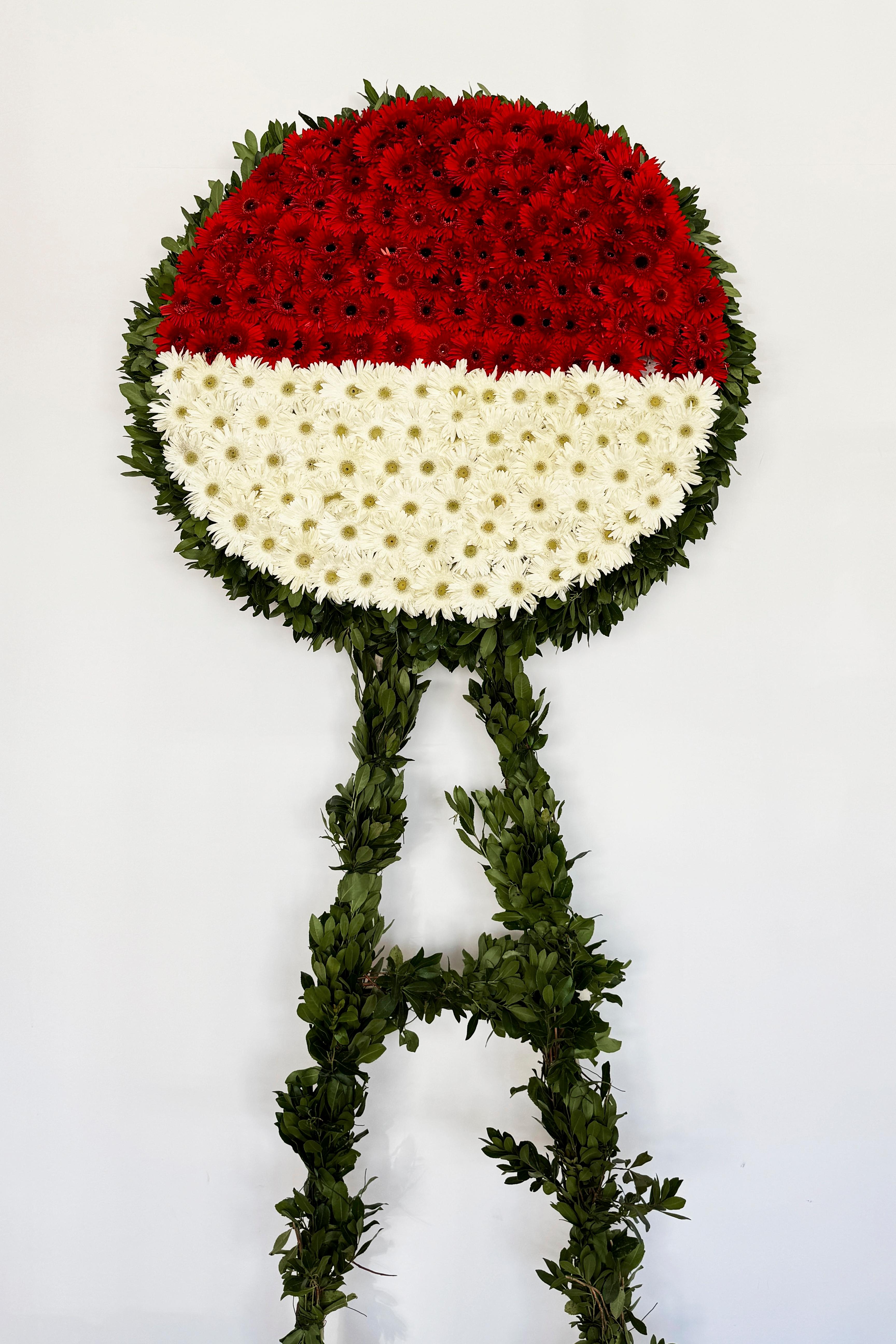 Kırmızı & Beyaz Gerbera Çelenk