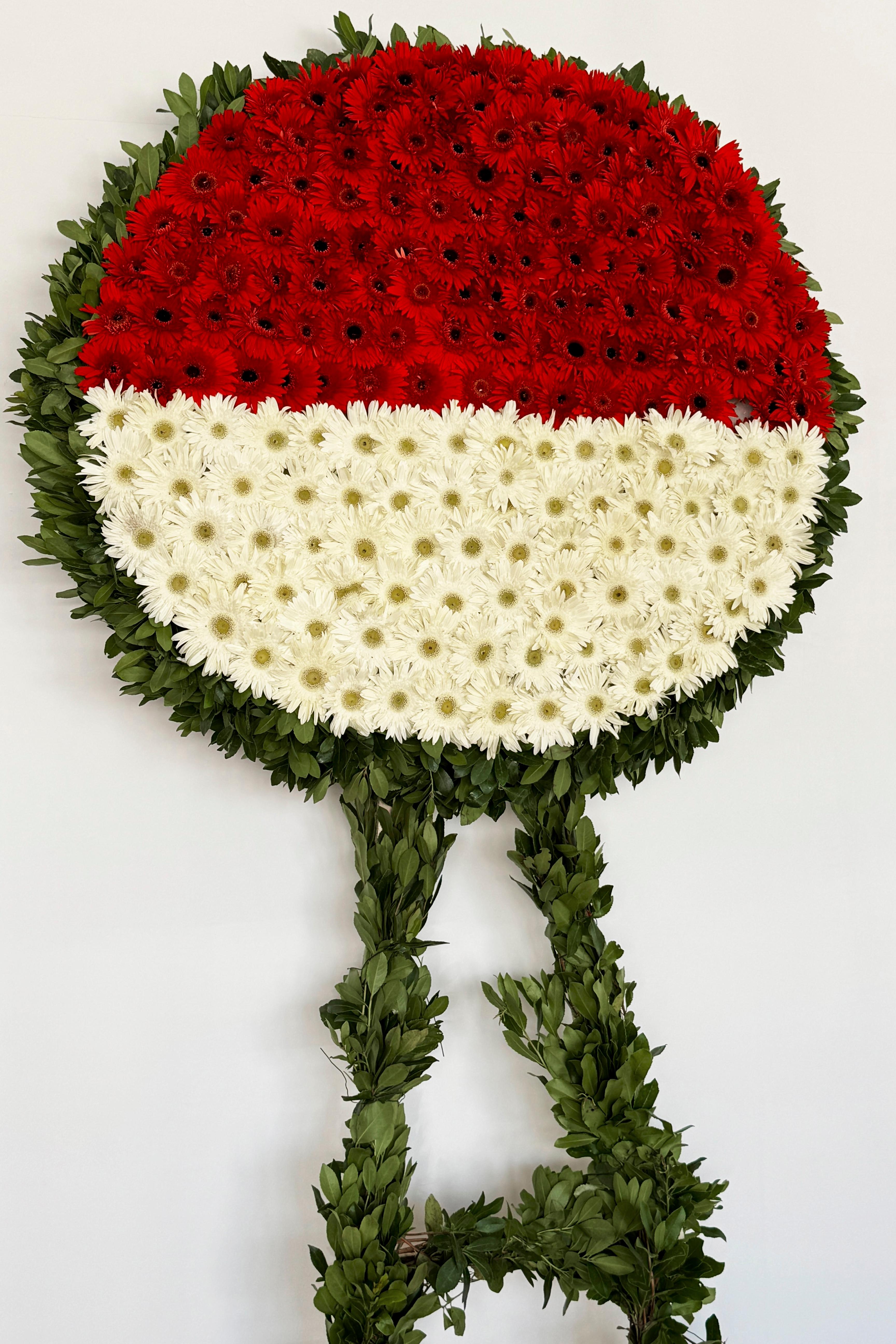 Kırmızı & Beyaz Gerbera Çelenk