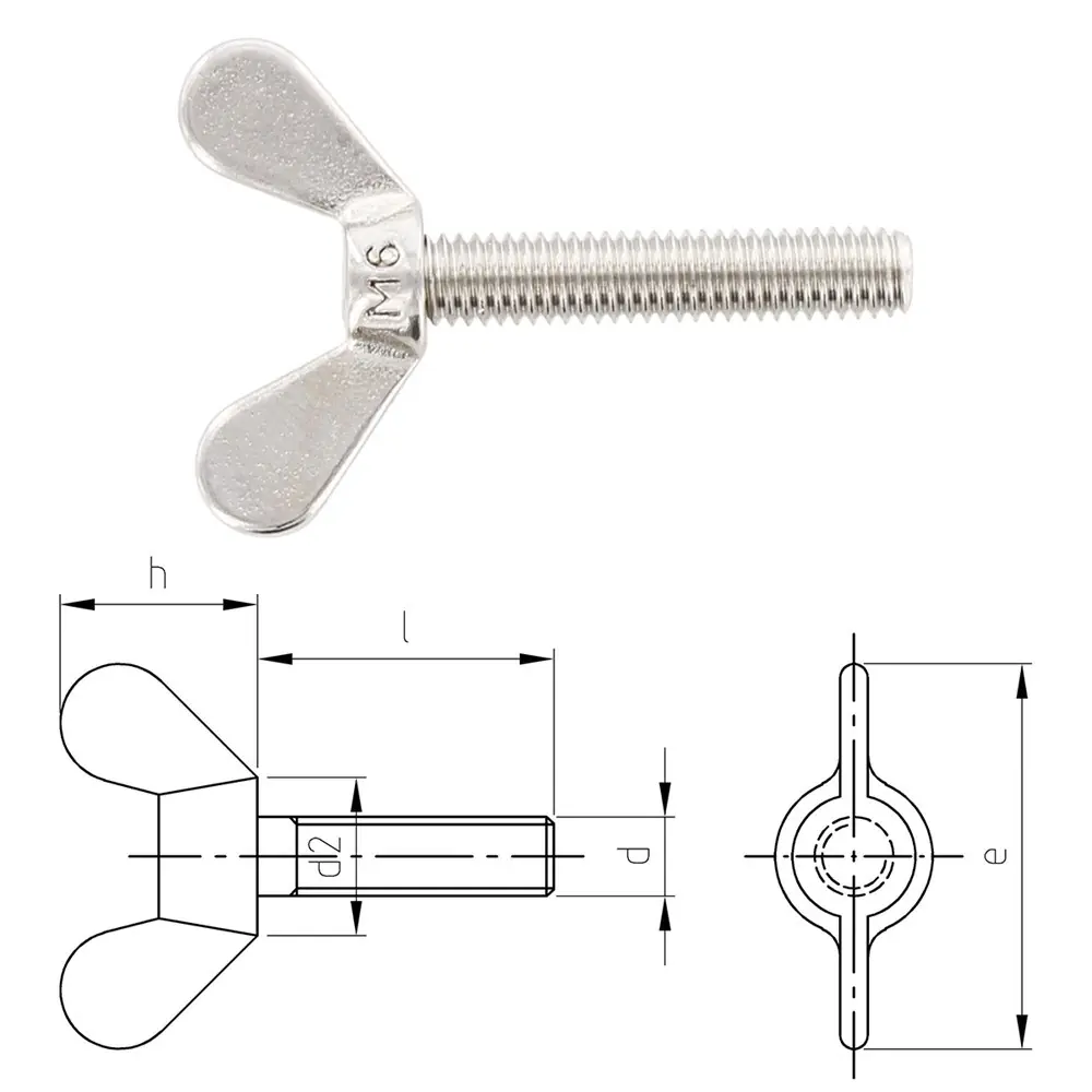 M10X25 INOX KELEBEK CİVATA DIN316 A2-304