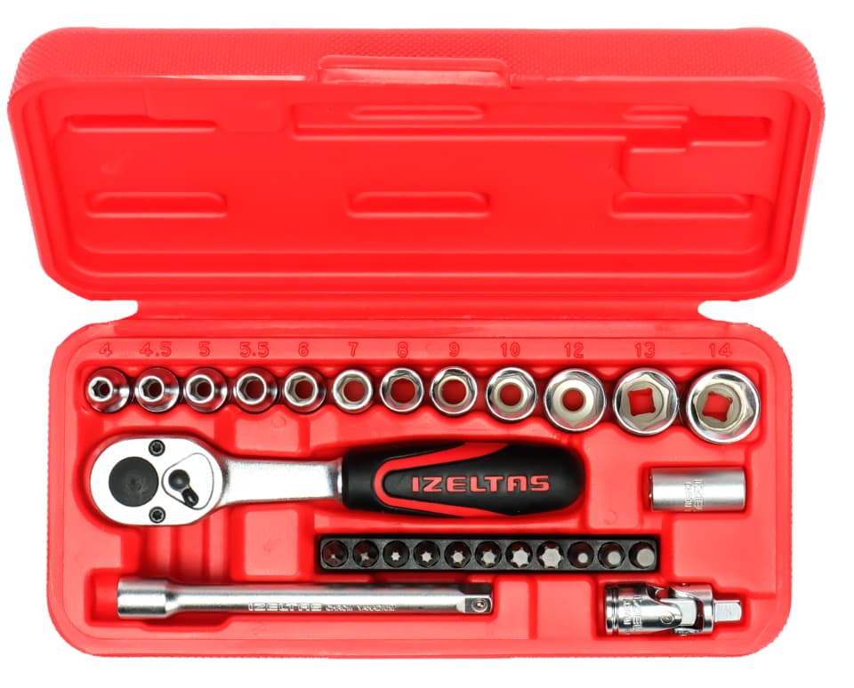 1/4" ALTIKÖŞE LOKMA ANAHTAR VE BİTS SET 27PARÇA İZ 14000005132