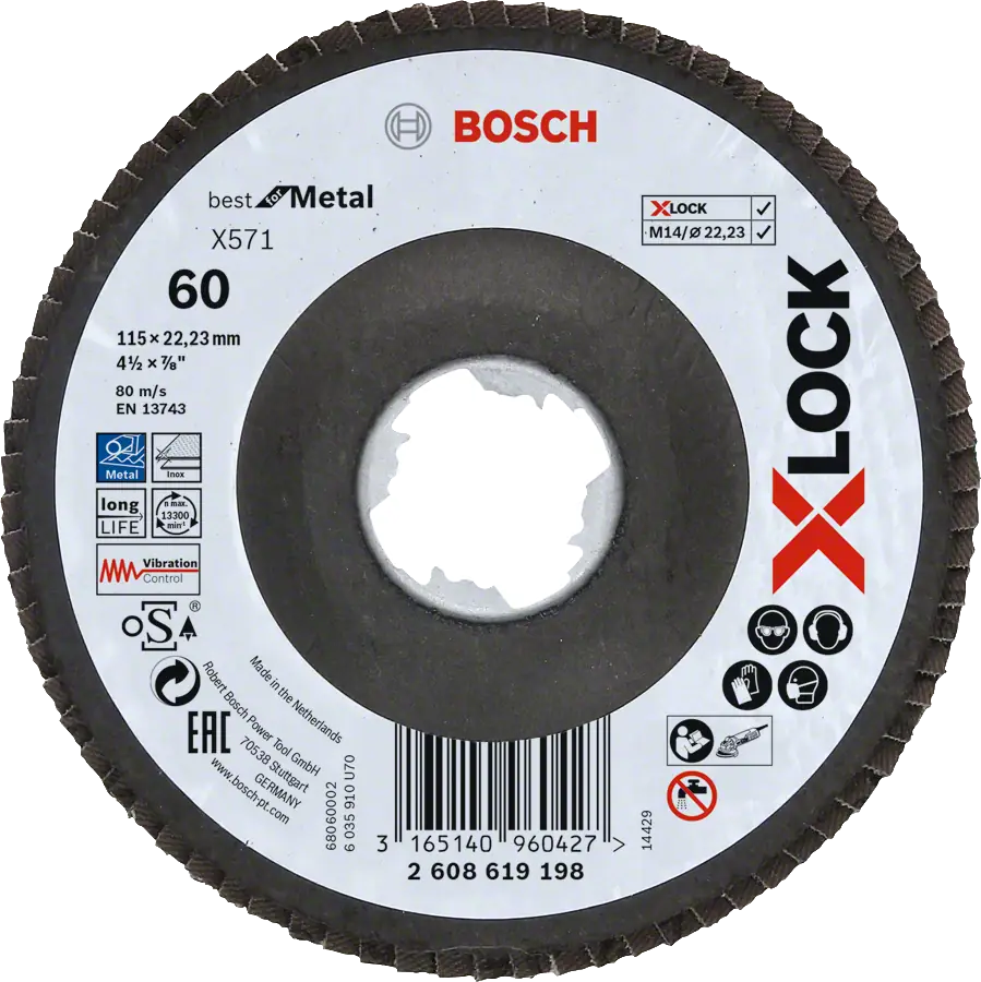 Bosch - X-Lock - 115 Mm 60 Kum Best Serisi Metal Flap Disk 2608619198
