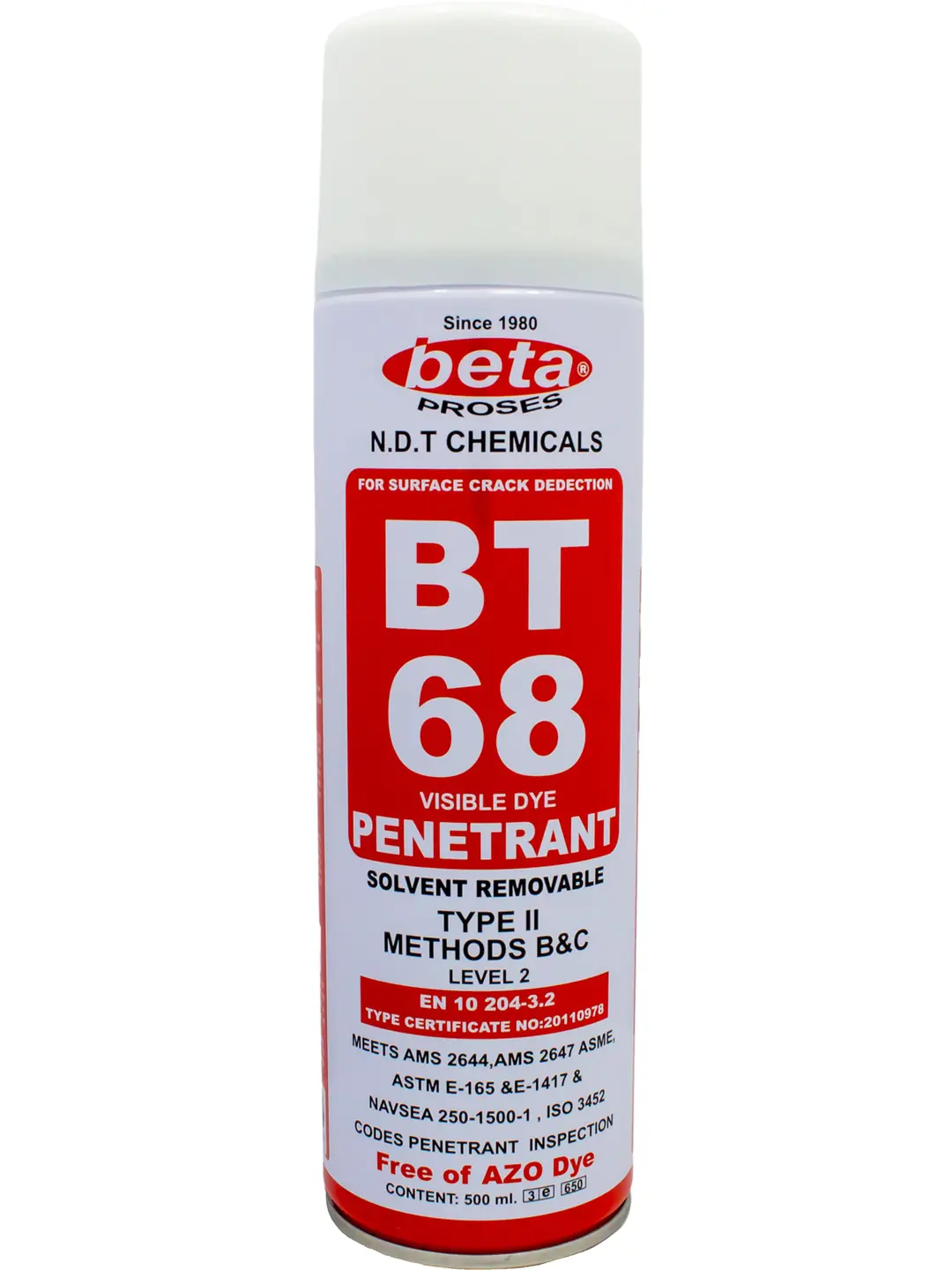 Beta BT - 68 Penetrant Spray (Kontrast Kırmızı) 500ml