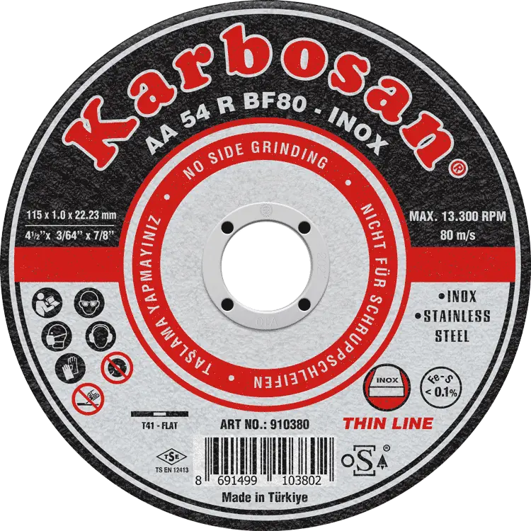 Karbosan 115X1X22 Paslanmaz Düz Thinlıne Kesme Taşı 910380